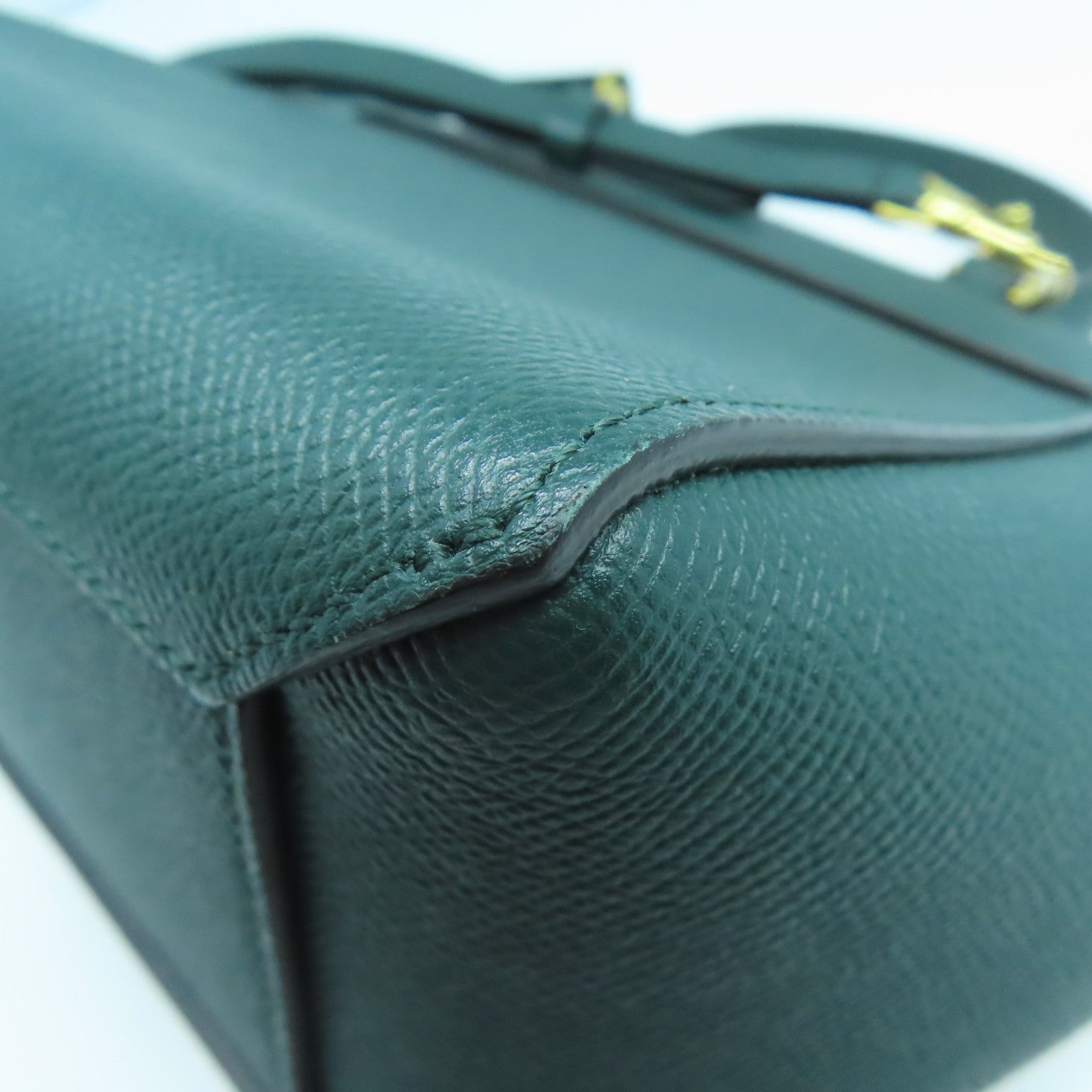 CELINE 牛皮皮革2 Way Shoulder金扣手挽肩背兩用袋綠色