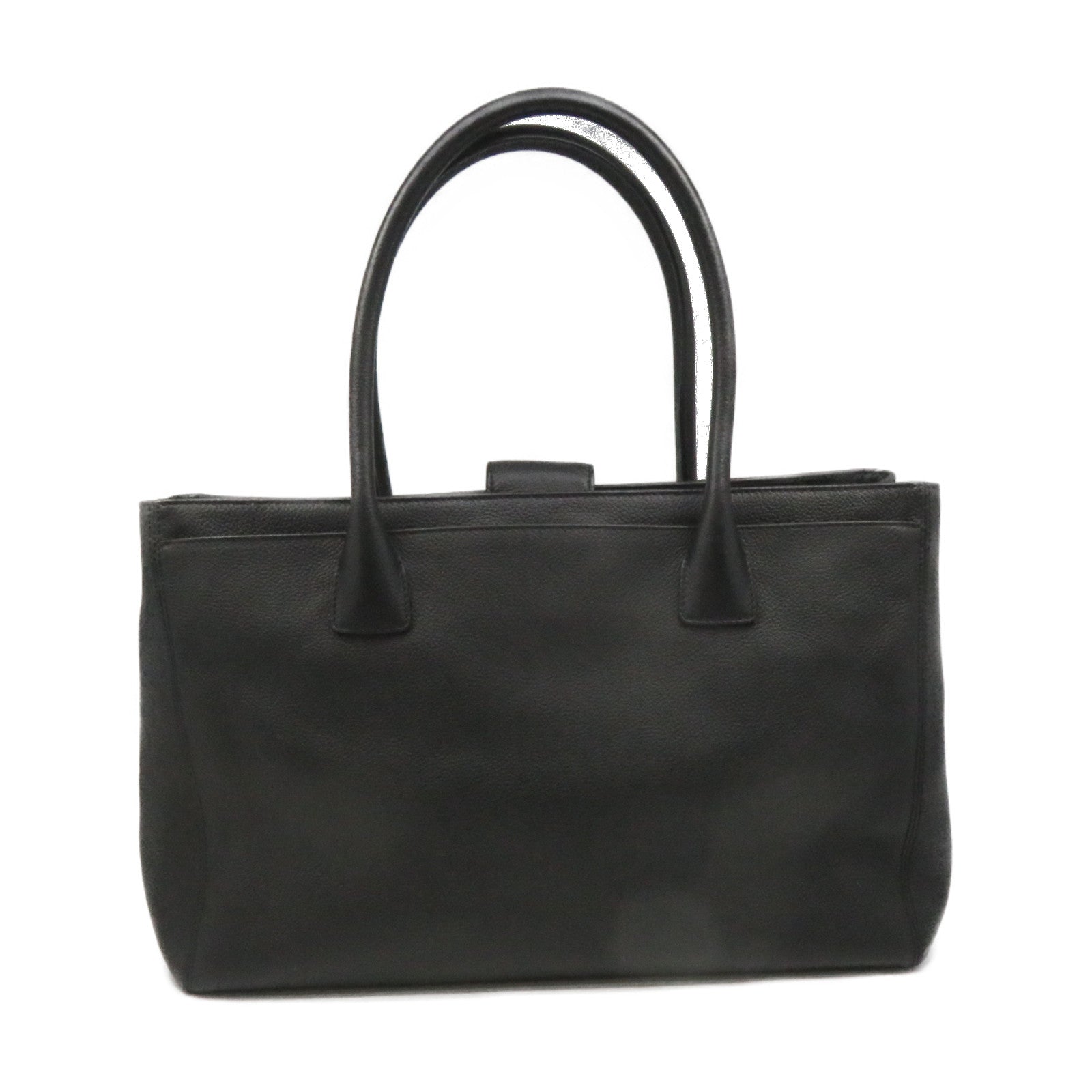 CHANEL 【激減優惠】牛皮皮革Tote Bag銀扣手挽袋黑色