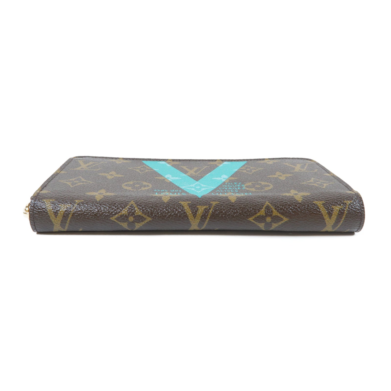 LOUIS VUITTON Monogram V Line Zippy Long Wallet金扣長錢包啡色/藍色