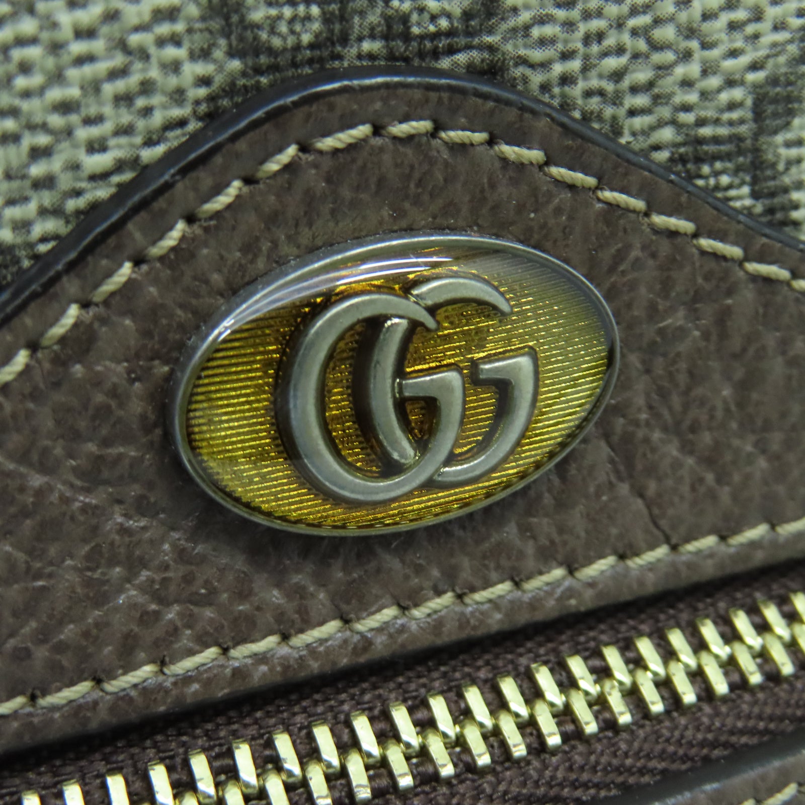 GUCCI 塗層帆布Ophidia GG Supreme金扣肩背袋棕色