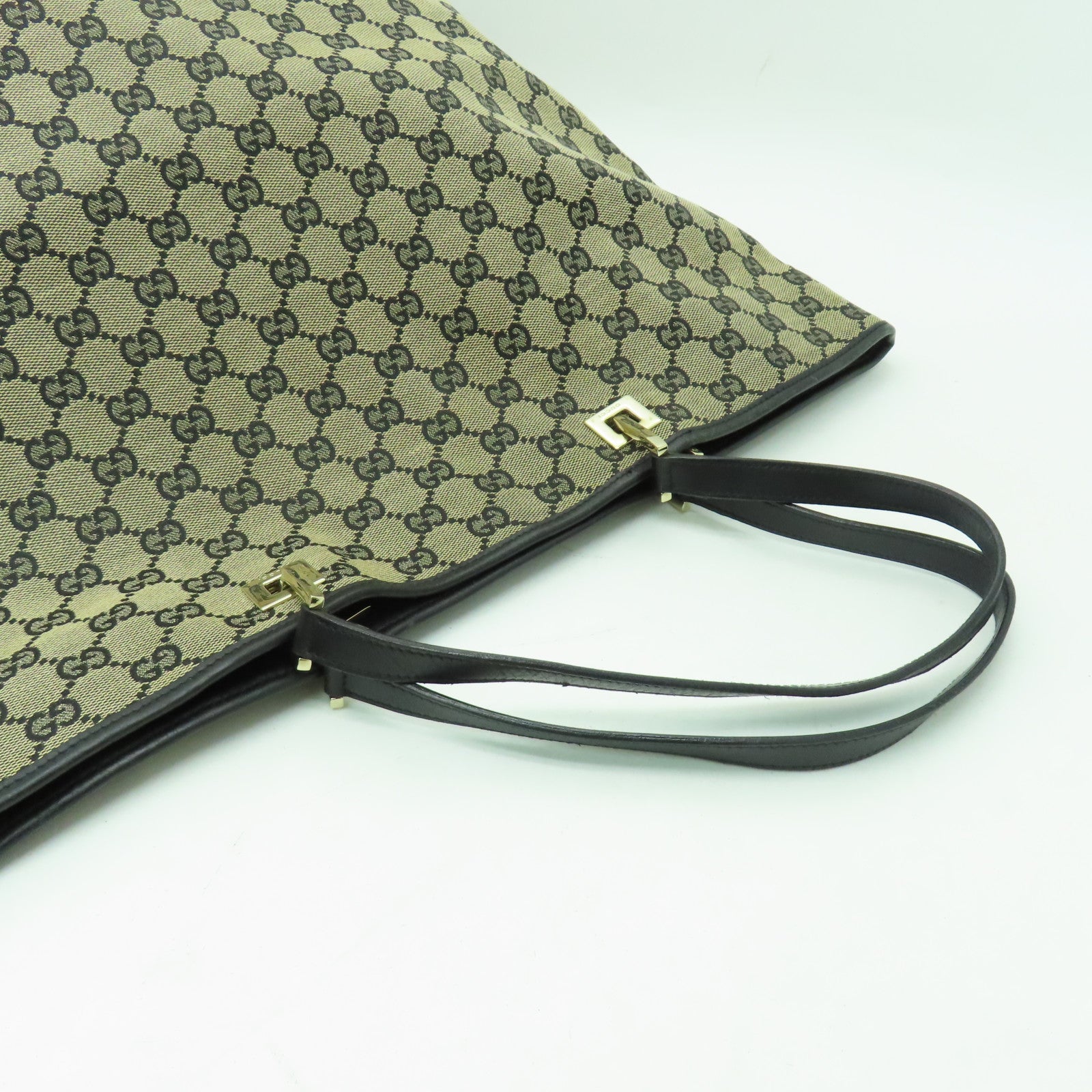 GUCCI 帆布Tote Bag銀扣手挽袋深藍色