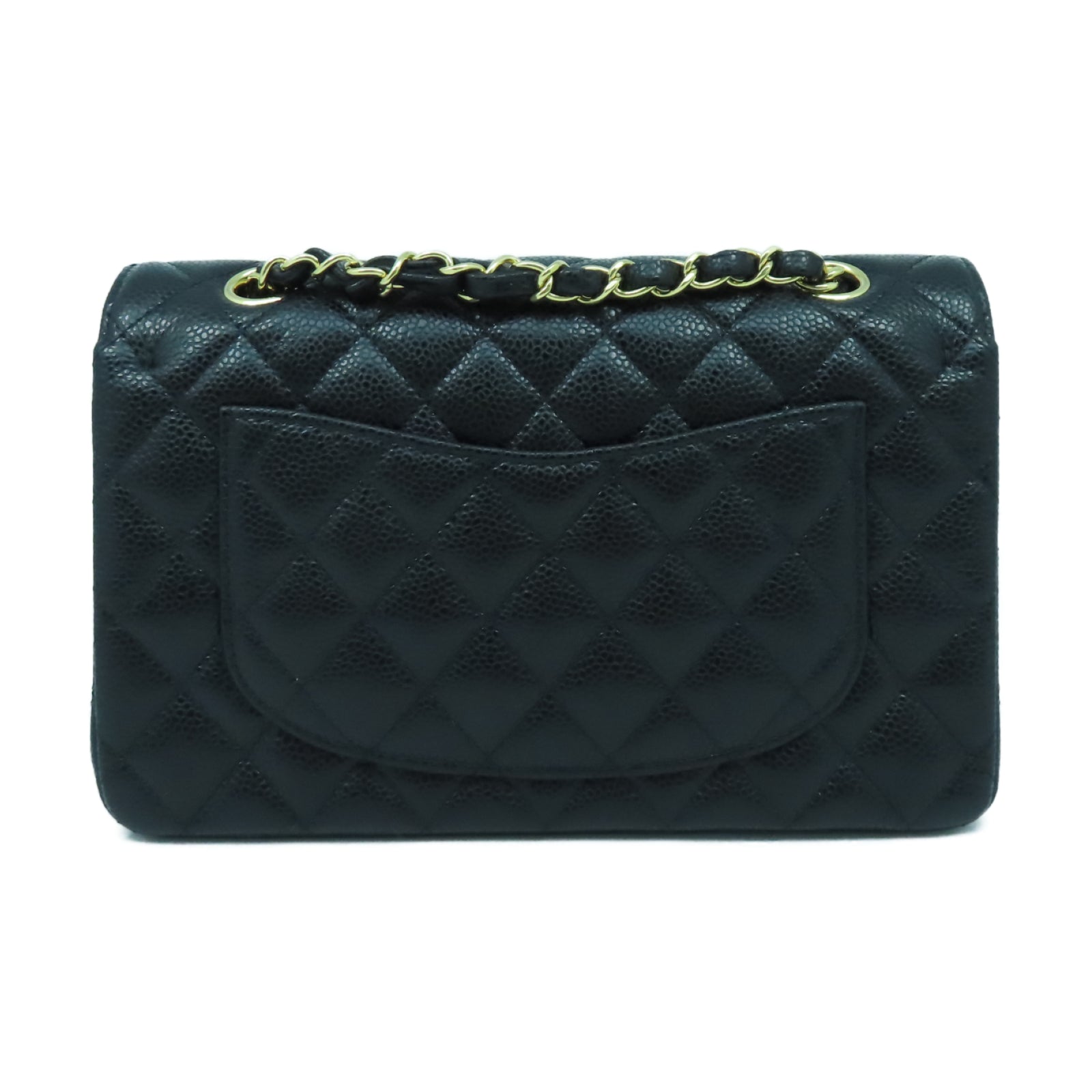 CHANEL 菱格牛皮皮革Classic 23cm金扣鏈帶肩背袋黑色