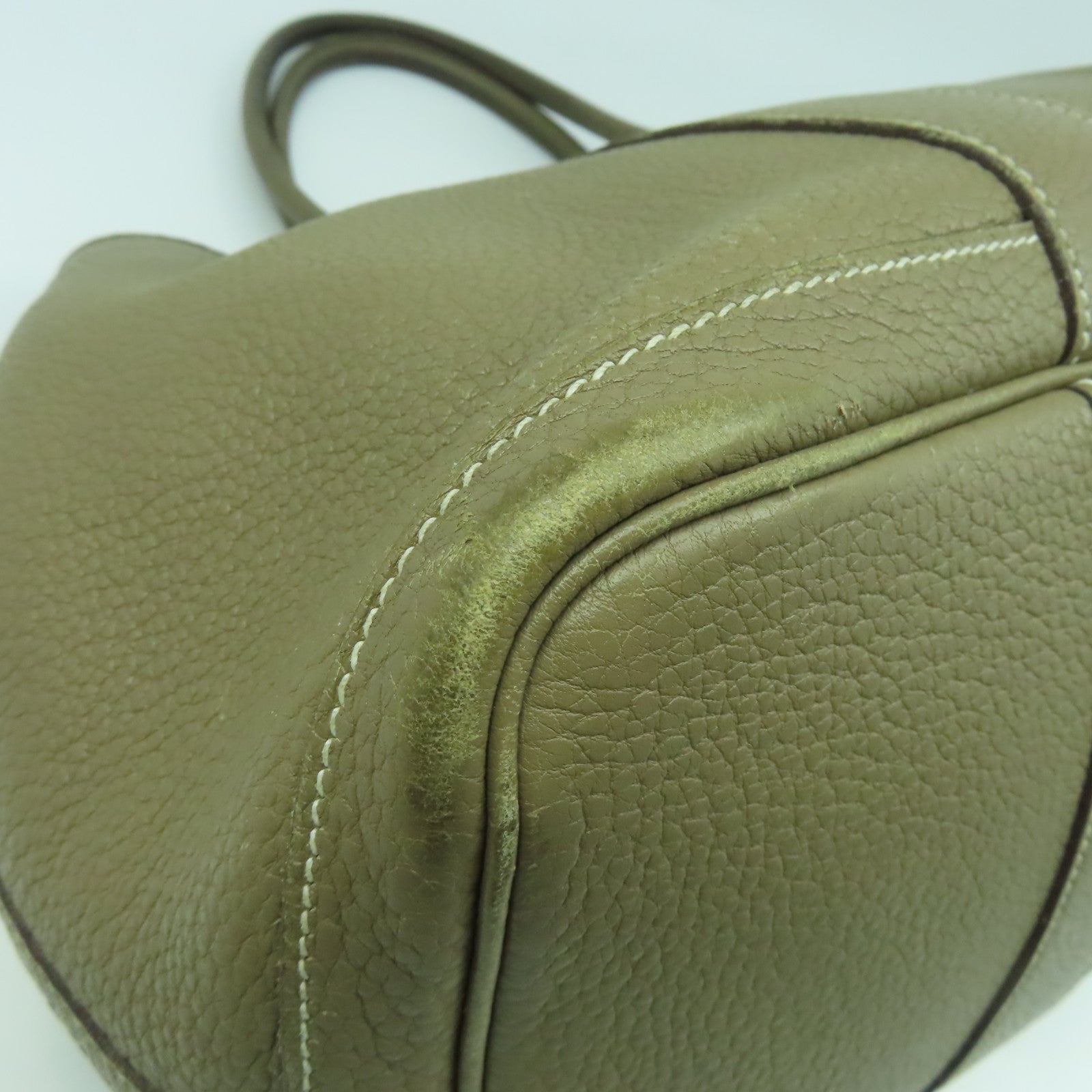 HERMES Negonda皮革Garden Party PM銀扣手挽袋Etoupe大象灰色