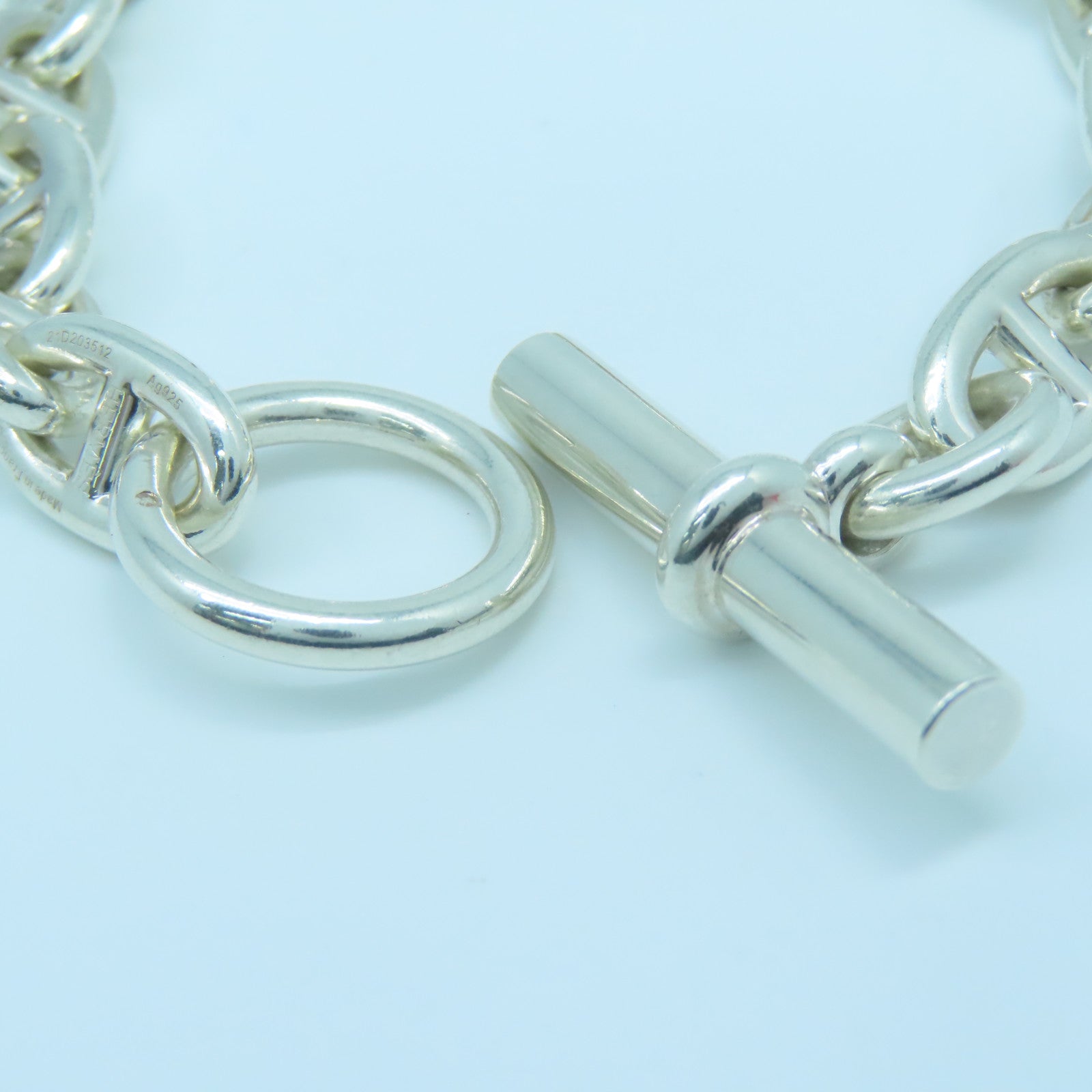 HERMES 925純銀Chaine D'ancre Bracelet手鏈銀色