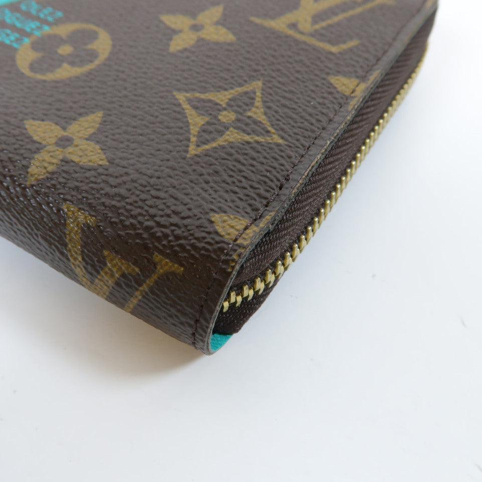 LOUIS VUITTON Monogram V Line Zippy Long Wallet金扣長錢包啡色/藍色