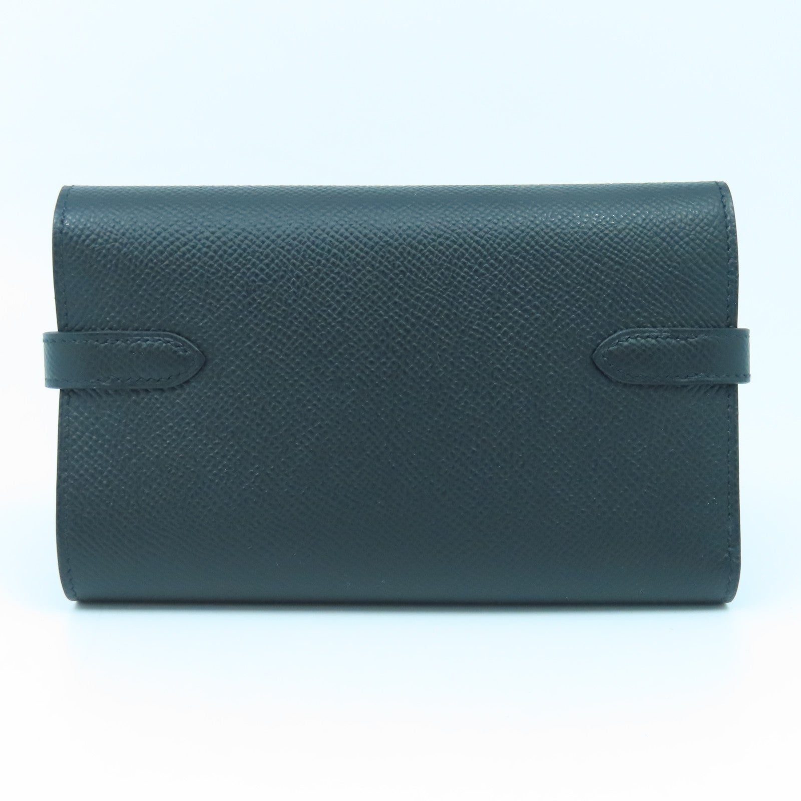 HERMES Veau Epsom皮革Kelly Depliant Wallet銀扣錢包經典黑