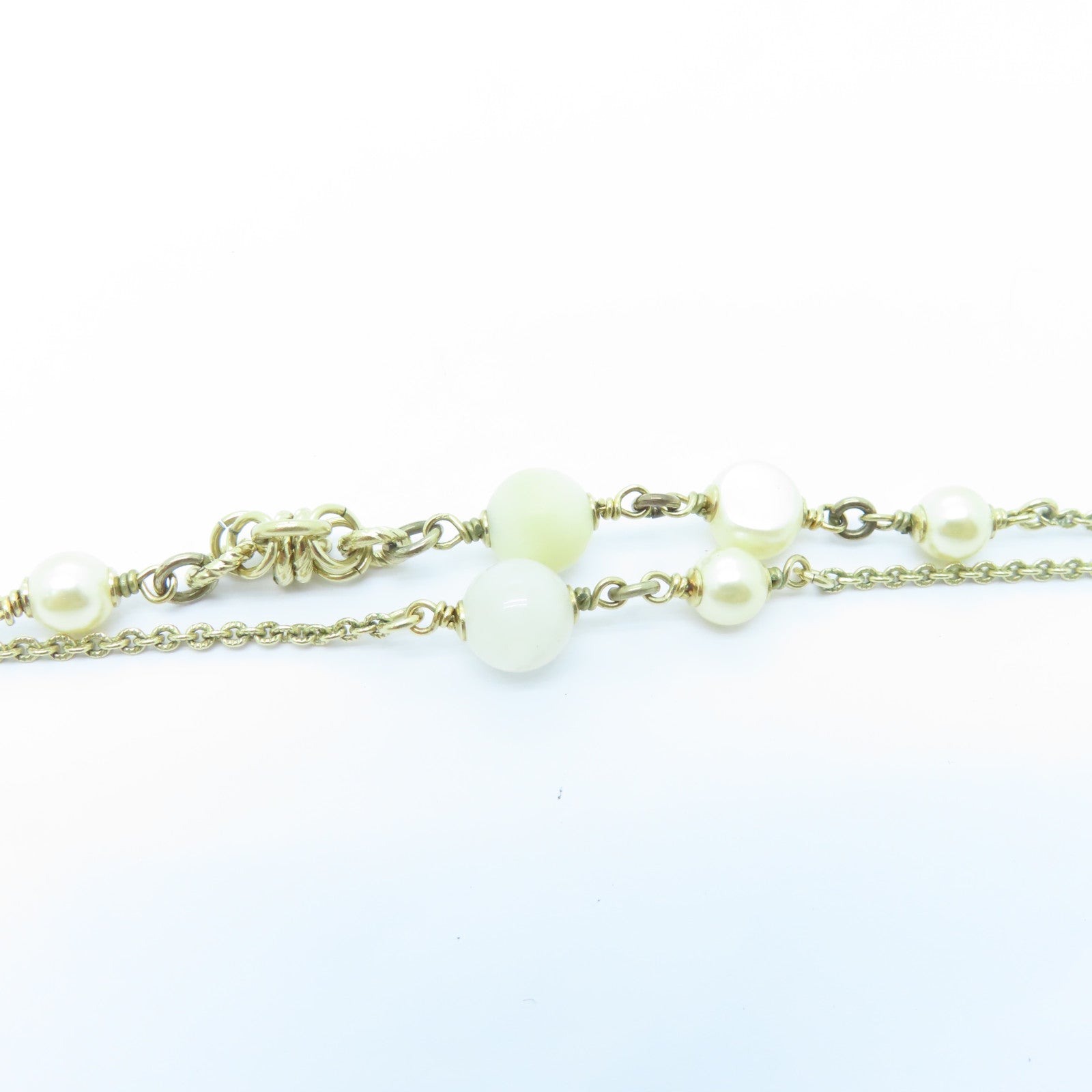 CHANEL Metal/PVC Necklaces Gold/White