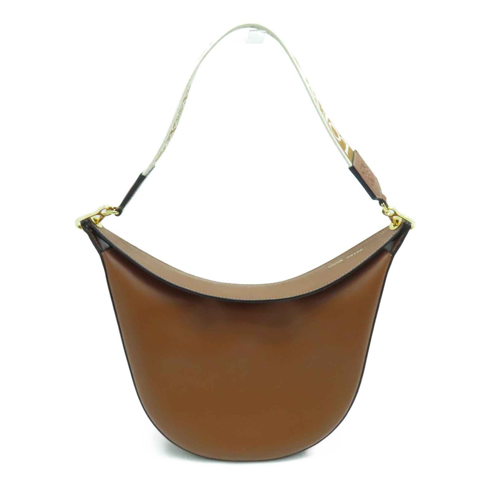 LOEWE 牛皮皮革Luna Bag金扣肩背袋啡色