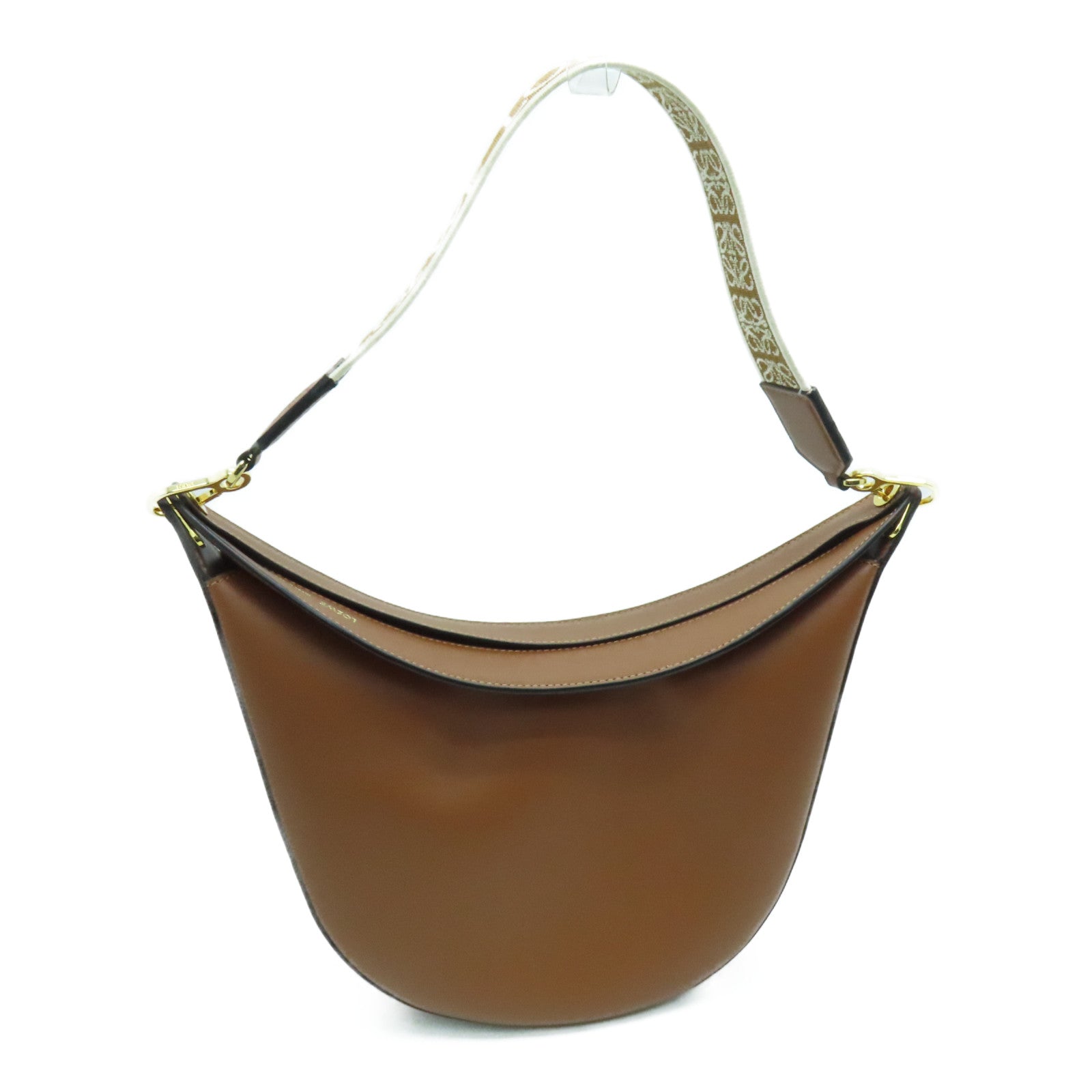 LOEWE 牛皮皮革Luna Bag金扣肩背袋啡色