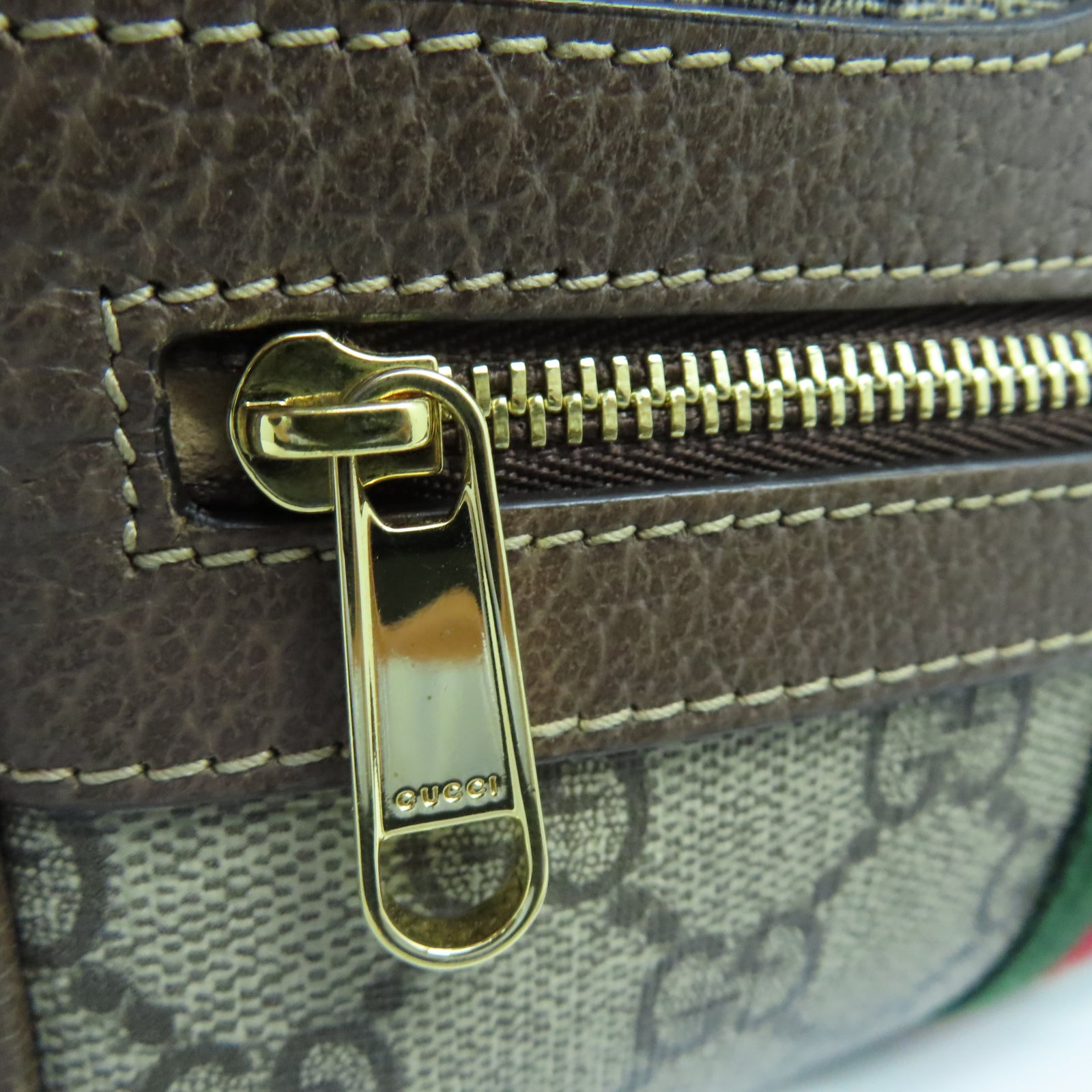 GUCCI 塗層帆布Ophidia GG Supreme金扣肩背袋棕色