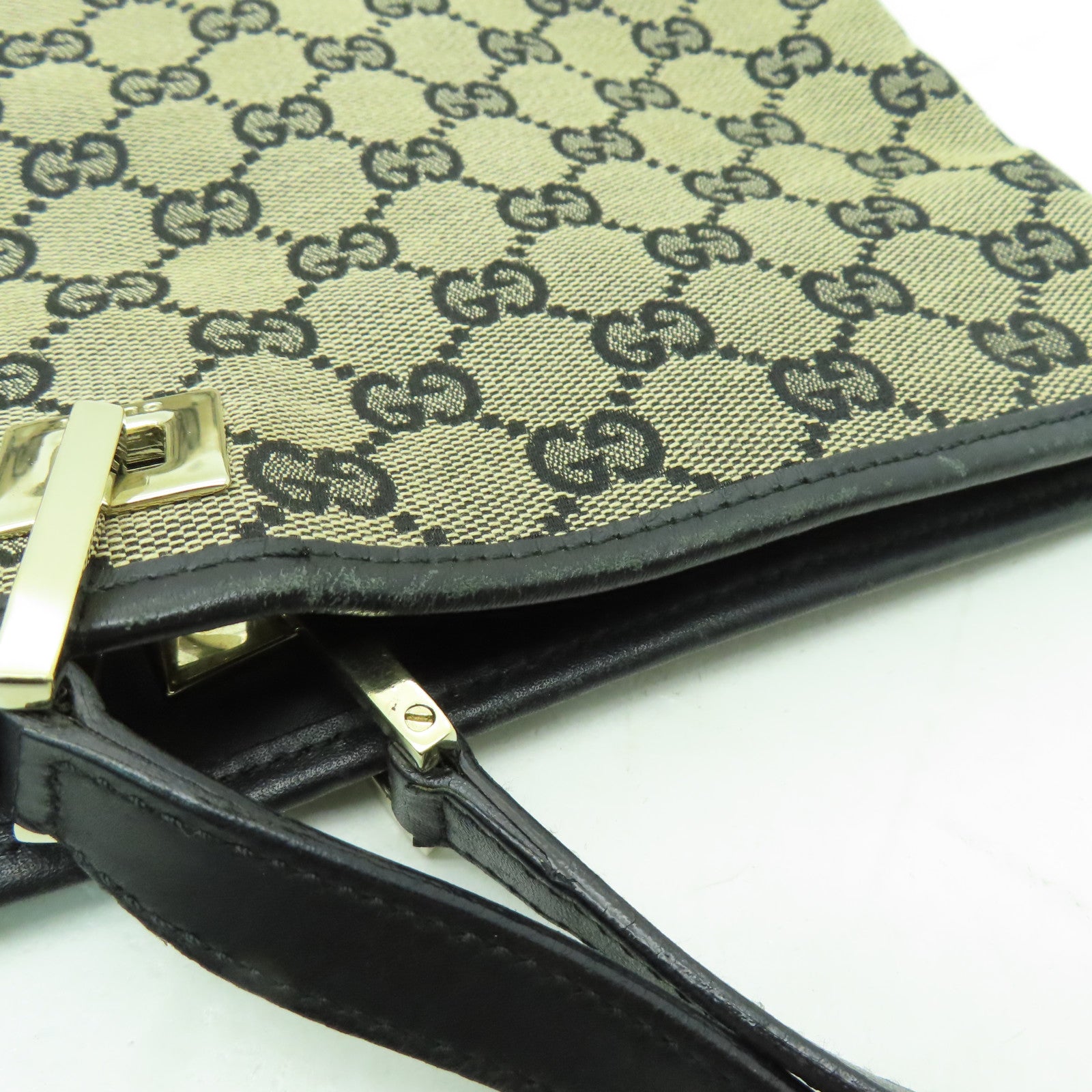 GUCCI 帆布Tote Bag銀扣手挽袋深藍色
