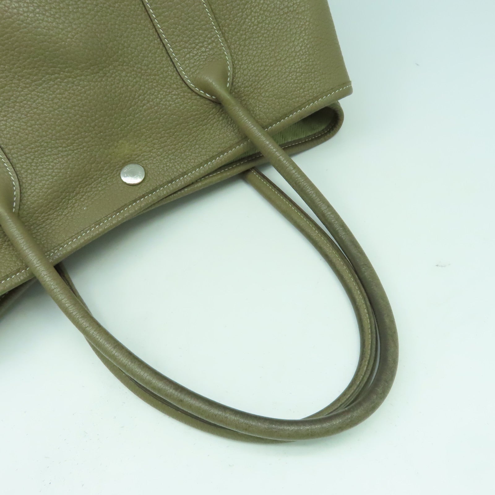 HERMES Negonda皮革Garden Party PM銀扣手挽袋Etoupe大象灰色