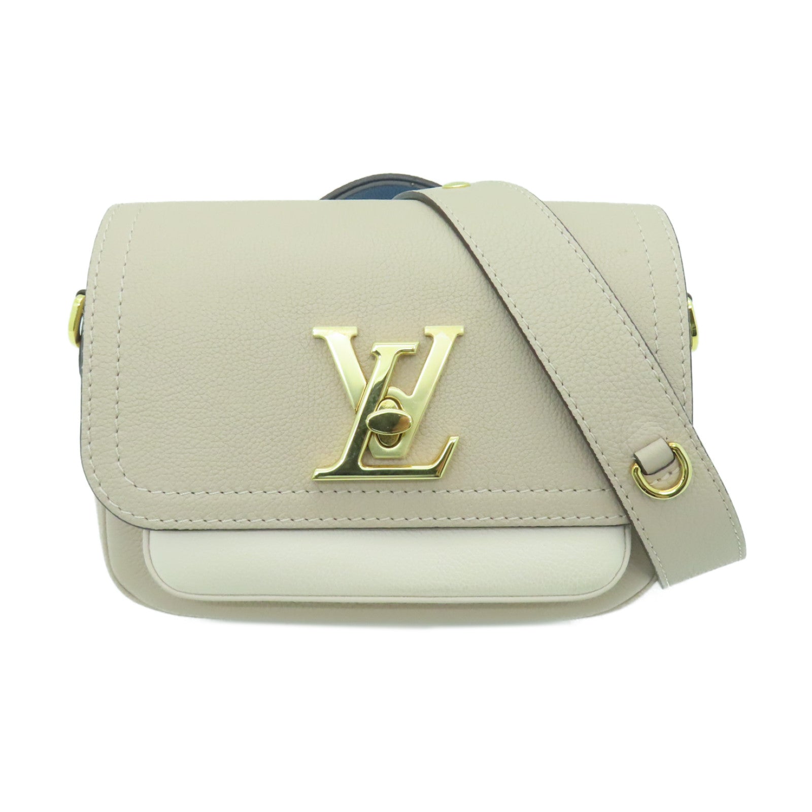 LOUIS VUITTON 牛皮皮革LockMe Tender金扣肩背袋米色