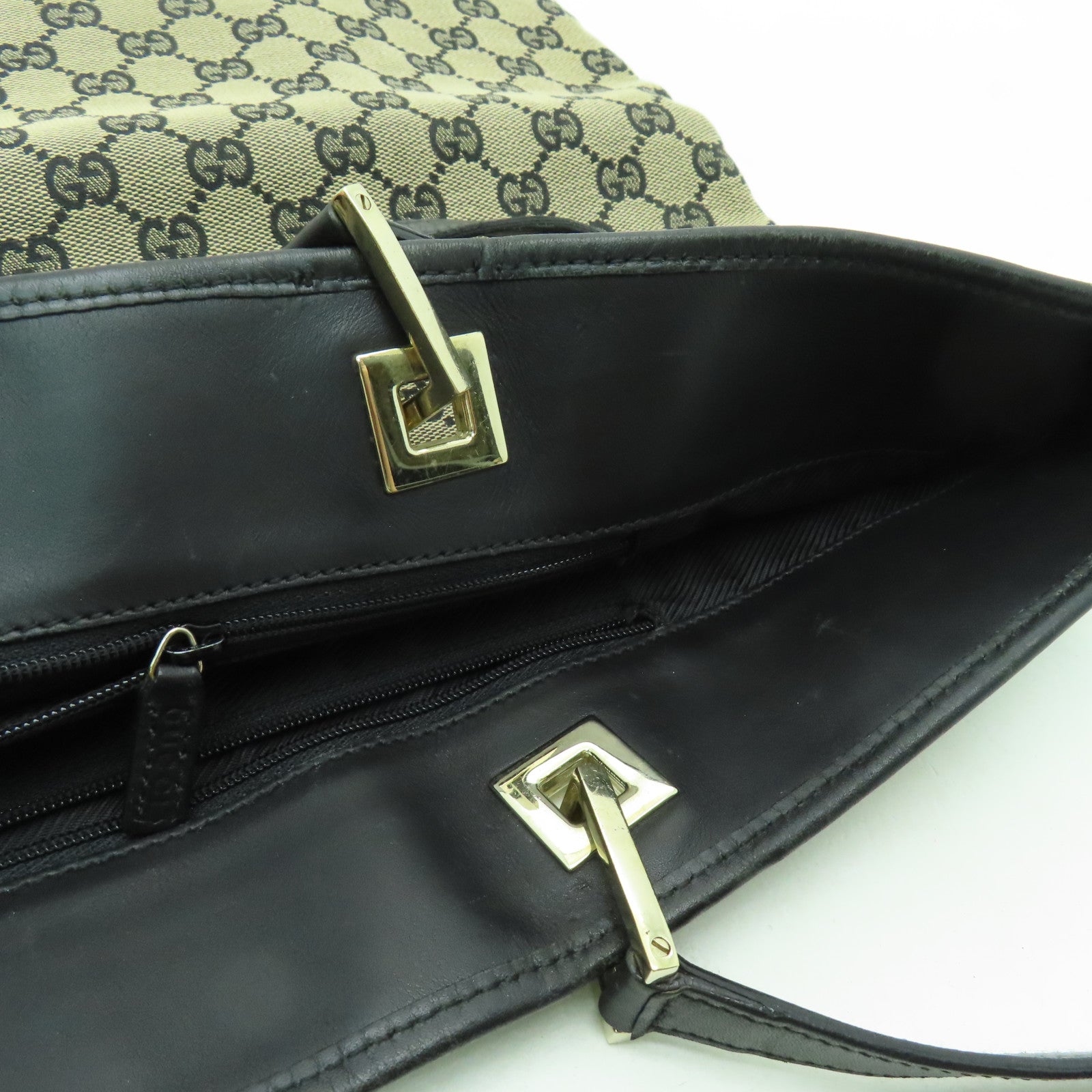 GUCCI 帆布Tote Bag銀扣手挽袋深藍色