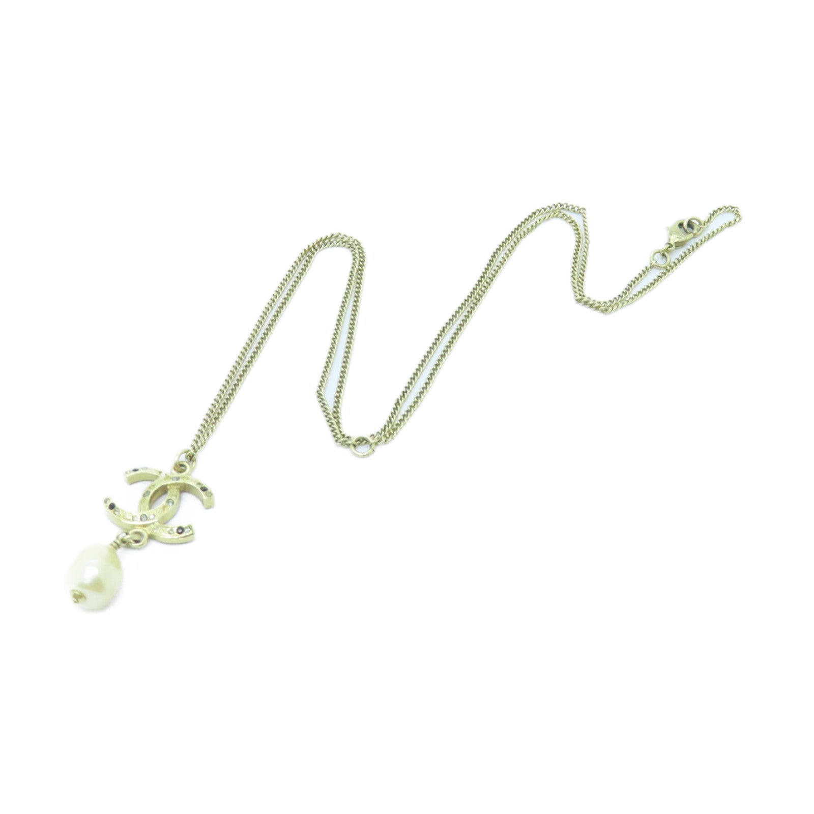 CHANEL Metal/PVC Necklace Gold/White