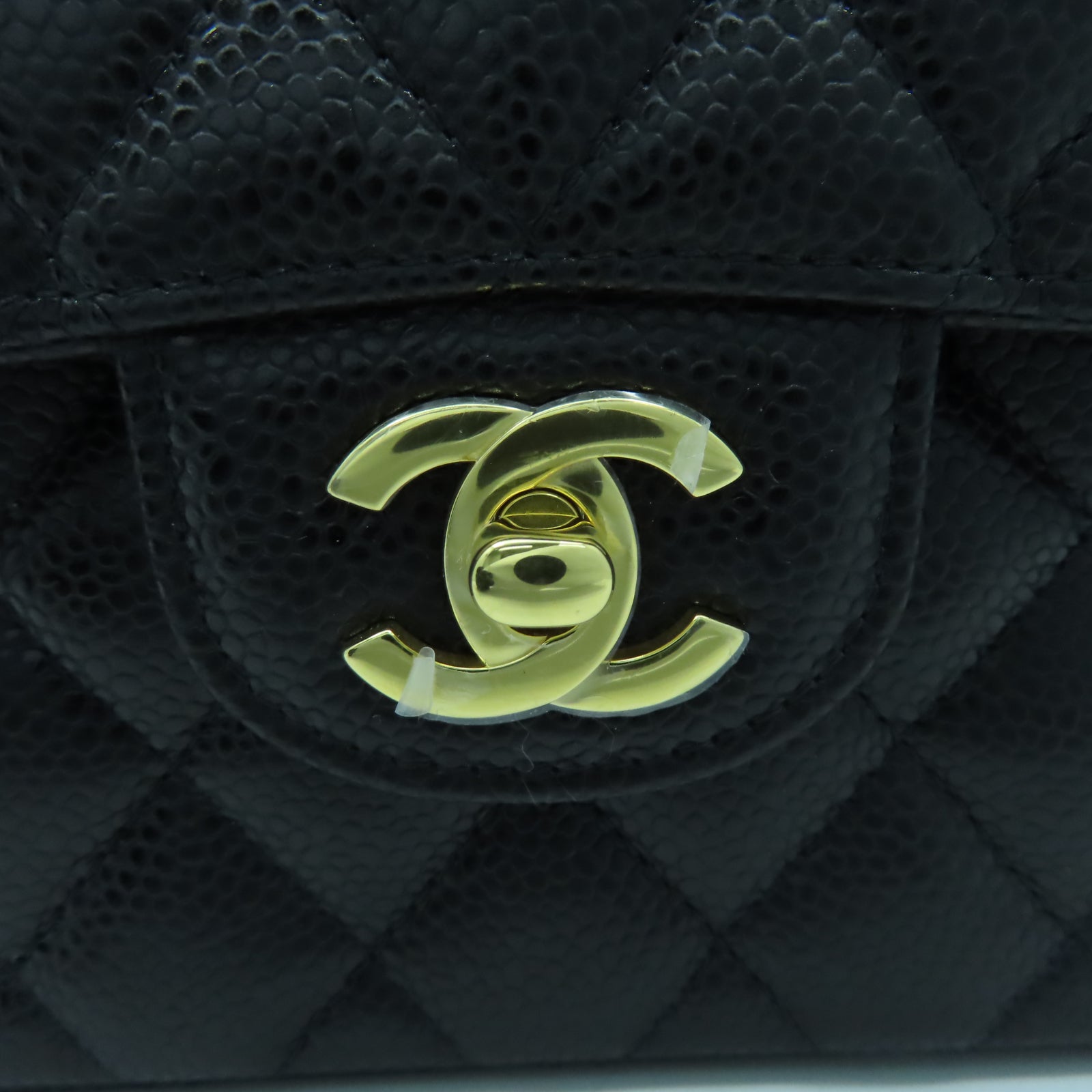 CHANEL 菱格牛皮皮革Classic 23cm金扣鏈帶肩背袋黑色