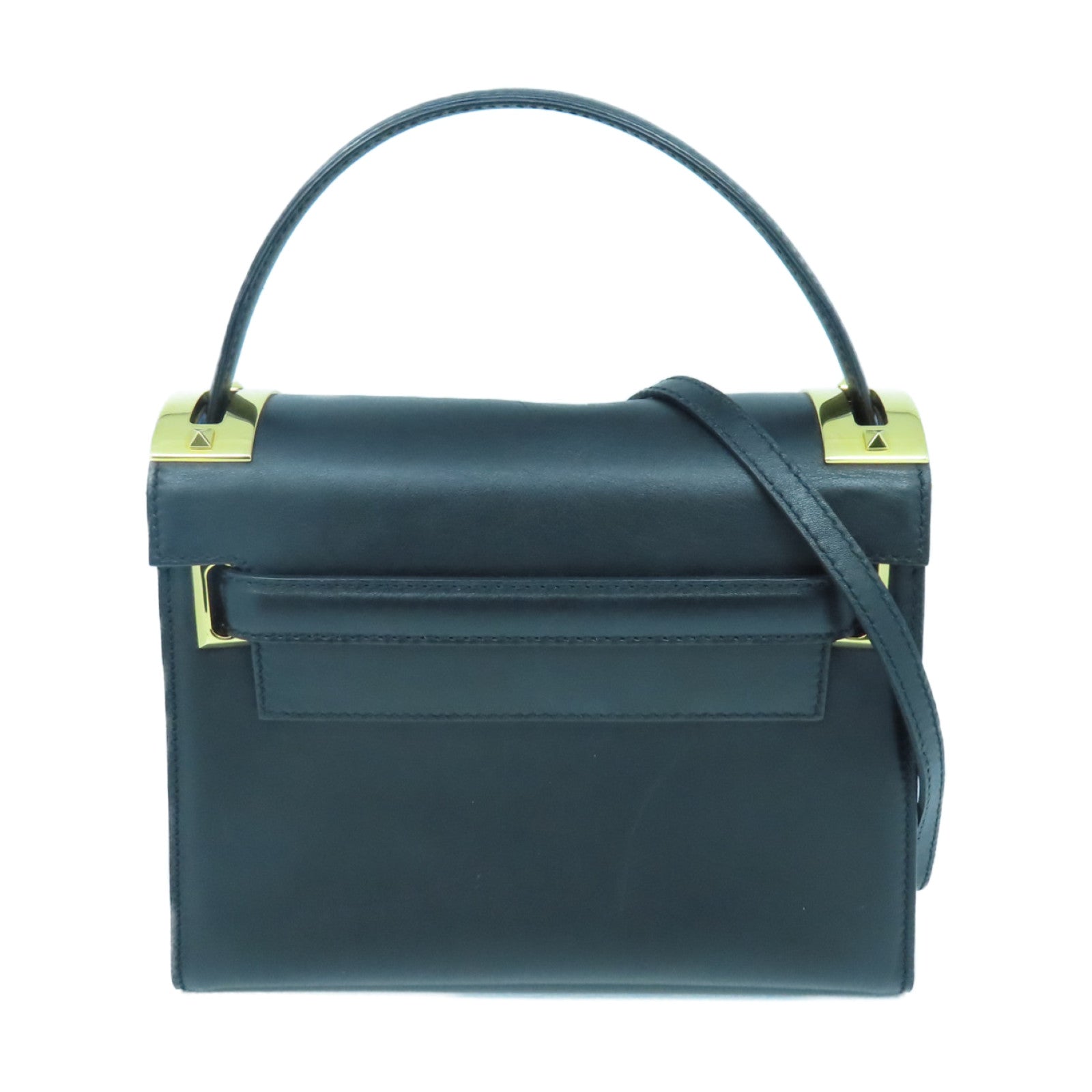 Valentino 【激減優惠】牛皮皮革2way Shoulder Bag金扣手挽肩背兩用袋黑色