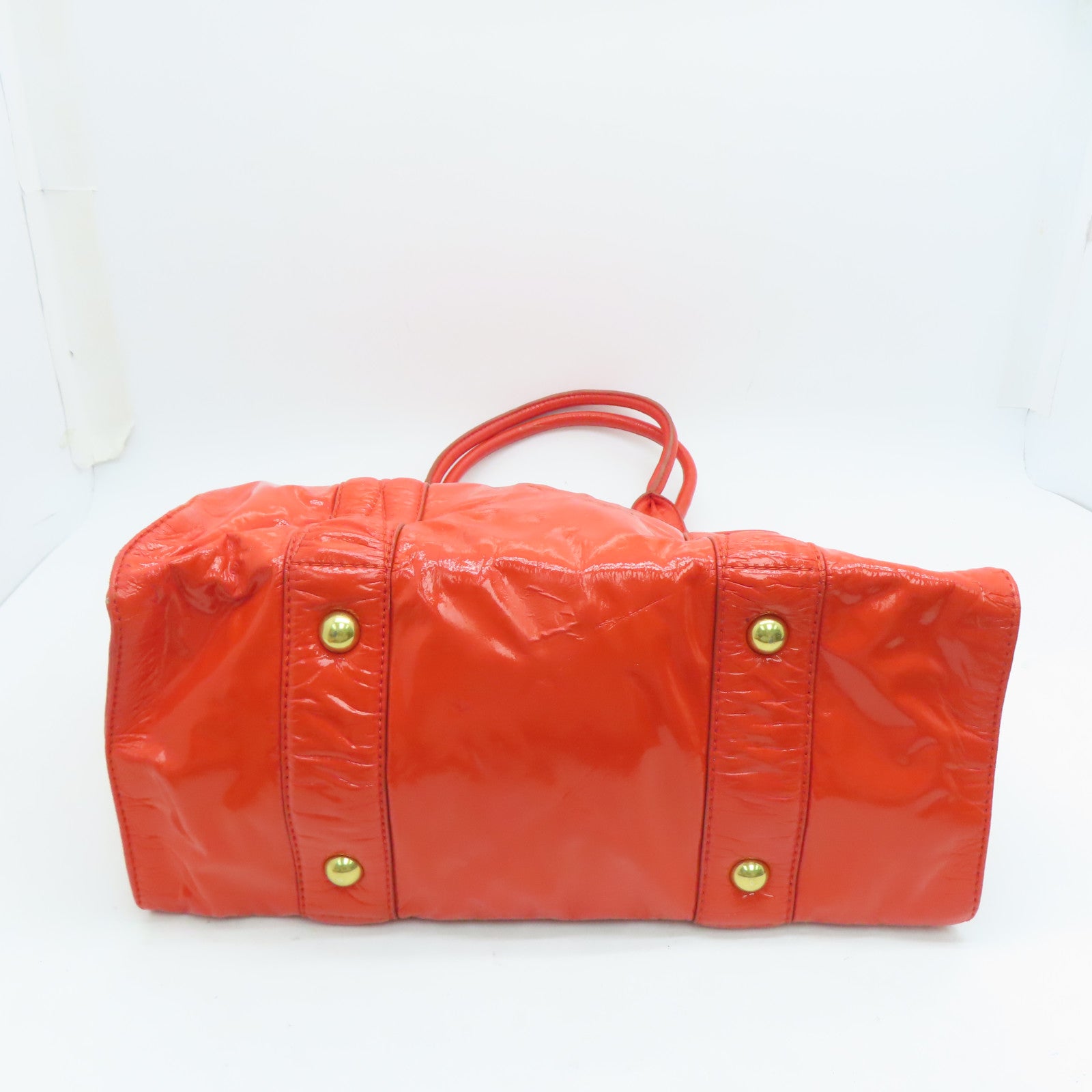 Miu Miu 漆皮皮革Tote Bag金扣手挽袋橙紅色