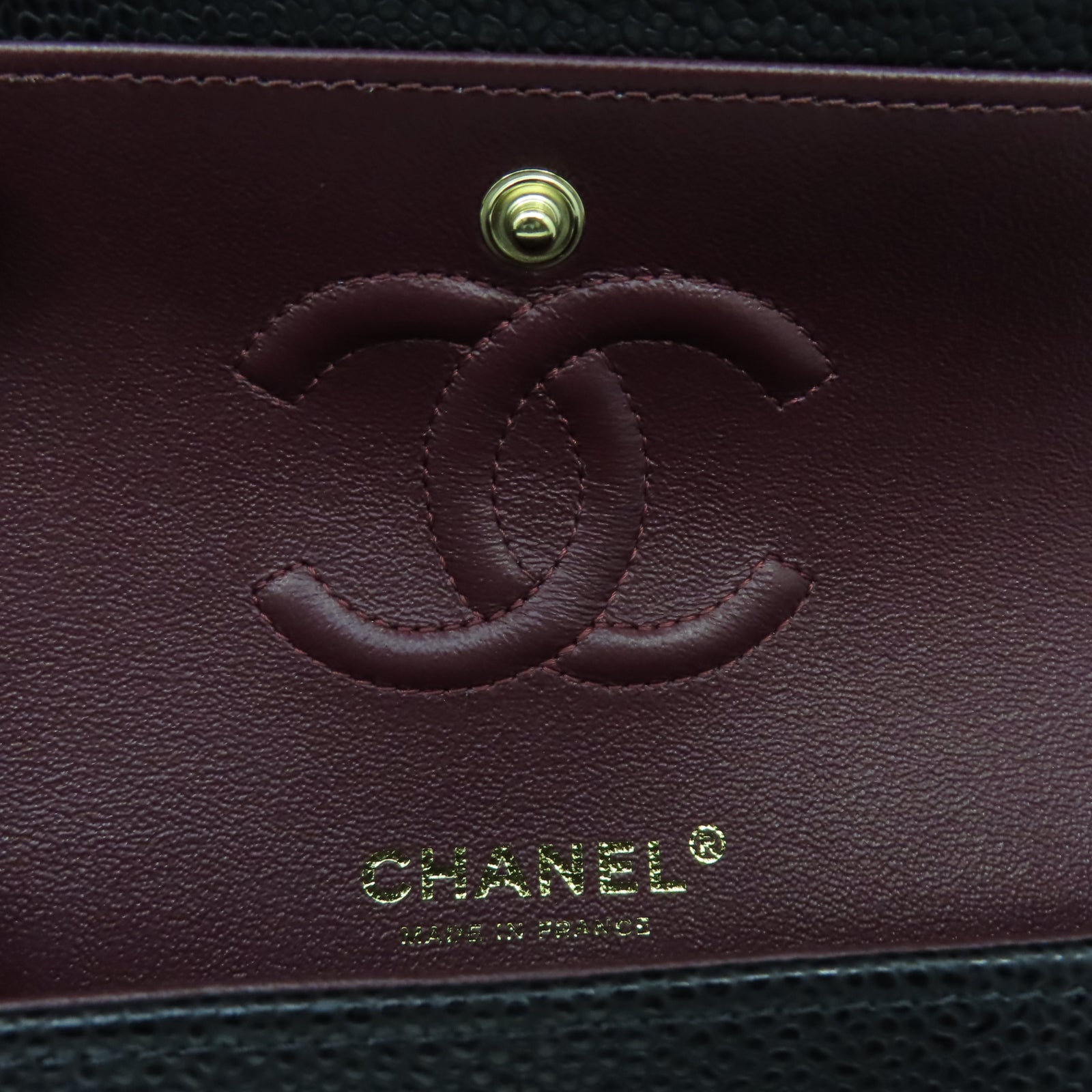 CHANEL 菱格牛皮皮革Classic 23cm金扣鏈帶肩背袋黑色