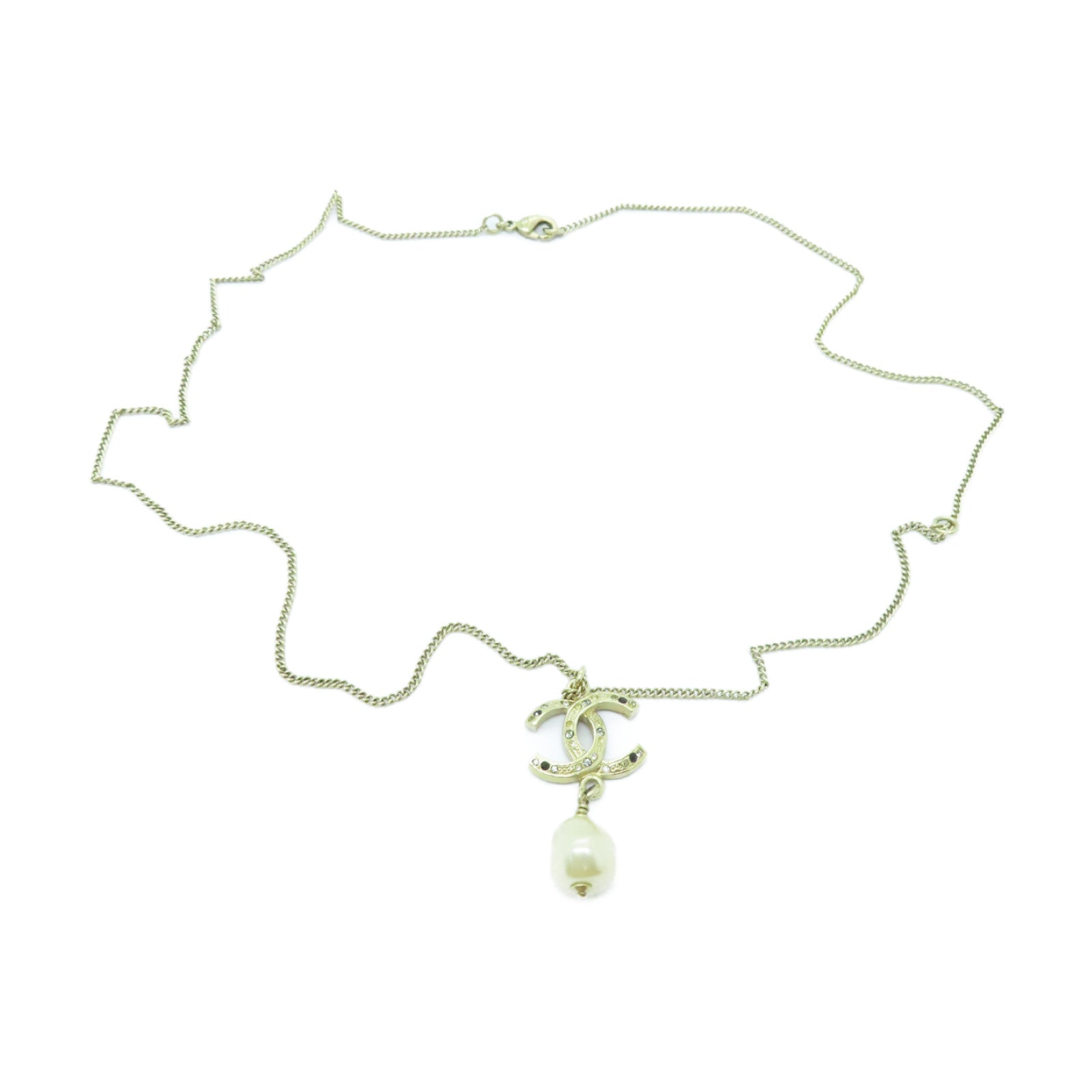 CHANEL Metal/PVC Necklace Gold/White