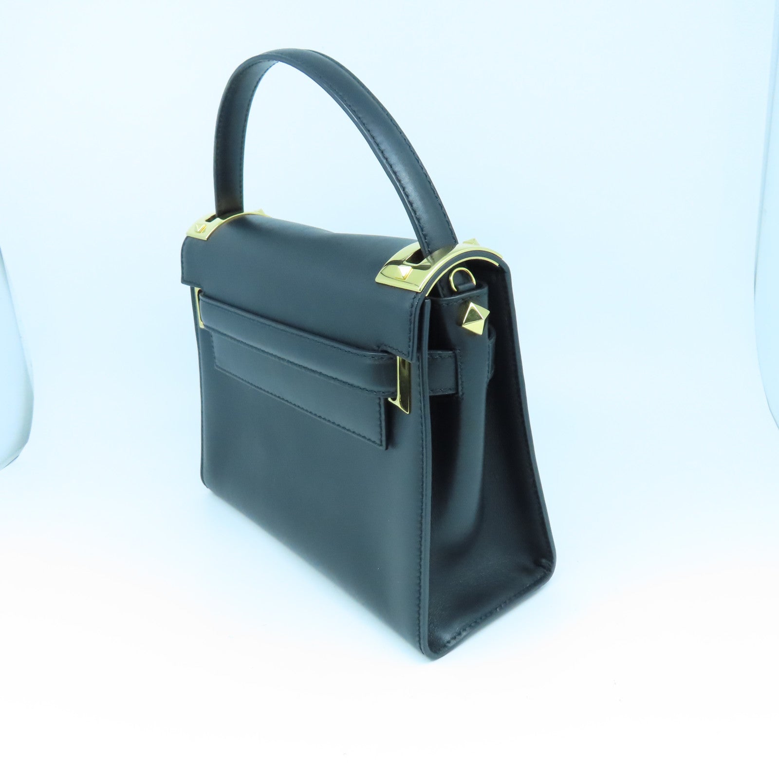Valentino 【激減優惠】牛皮皮革2way Shoulder Bag金扣手挽肩背兩用袋黑色