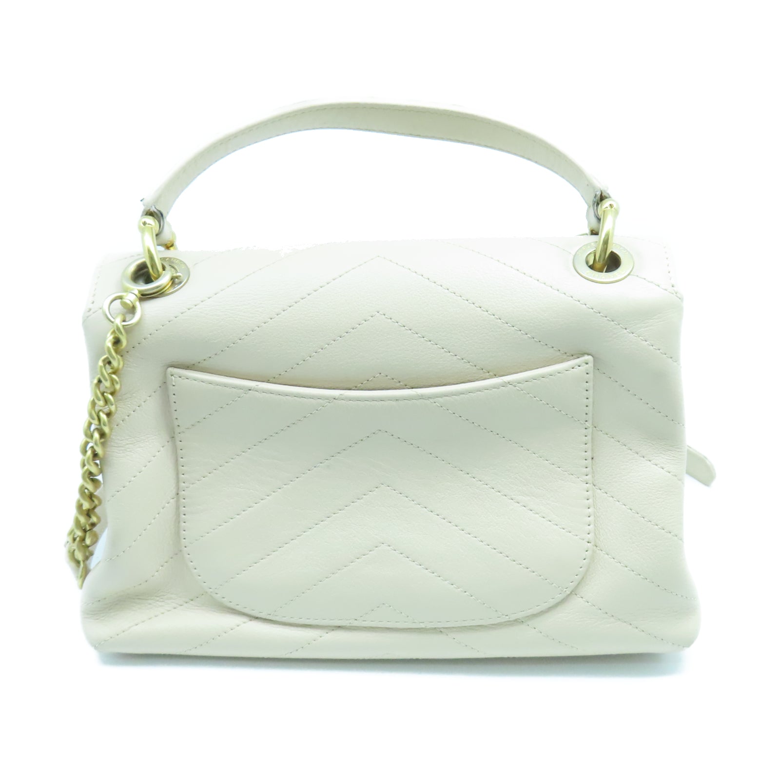 CHANEL 斜紋牛皮/蛇皮皮革2 Way Shoulder Bag金扣鏈帶手挽肩背兩用袋米色
