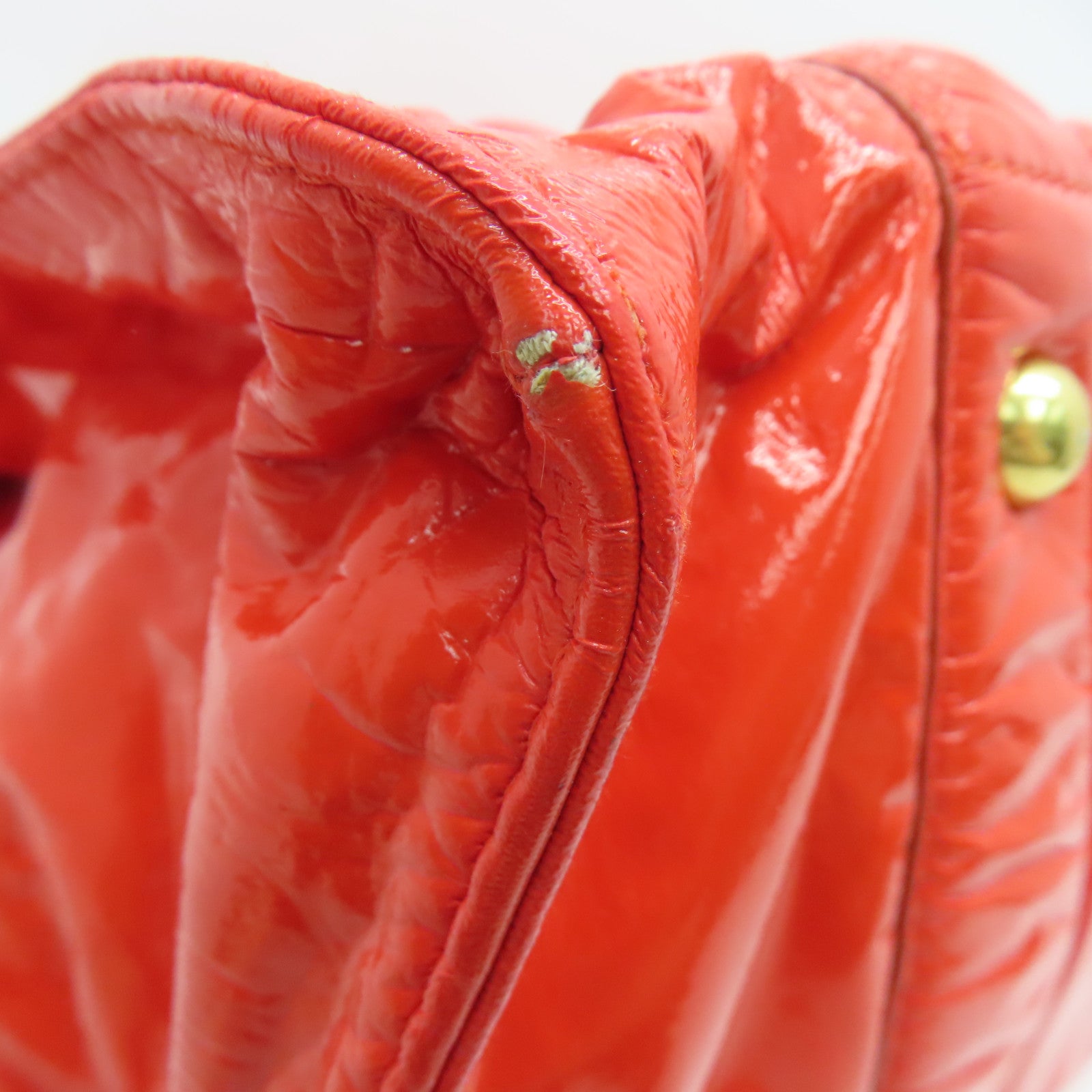 Miu Miu 漆皮皮革Tote Bag金扣手挽袋橙紅色