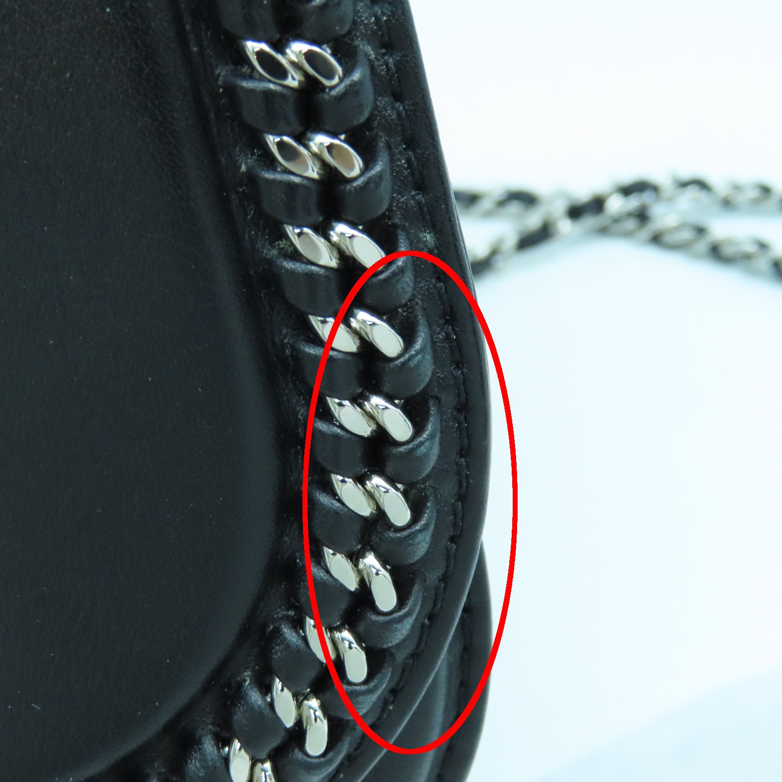 CHANEL Cowhide Leather Chain Shoulder Bag Silver Buckle Chain Belt Shoulder Bag Black