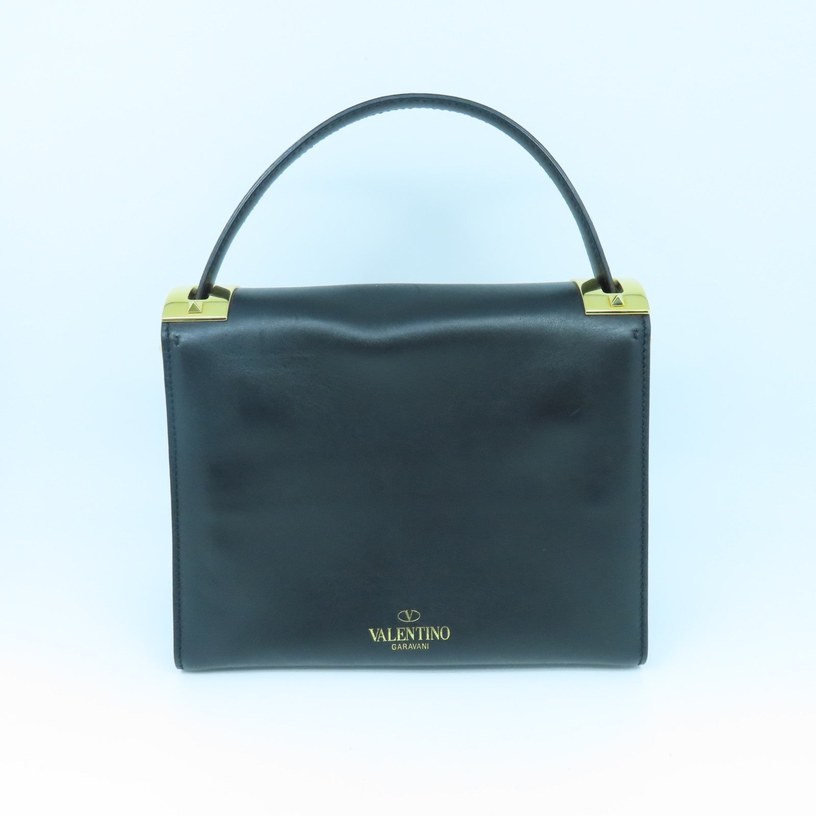 Valentino 【激減優惠】牛皮皮革2way Shoulder Bag金扣手挽肩背兩用袋黑色