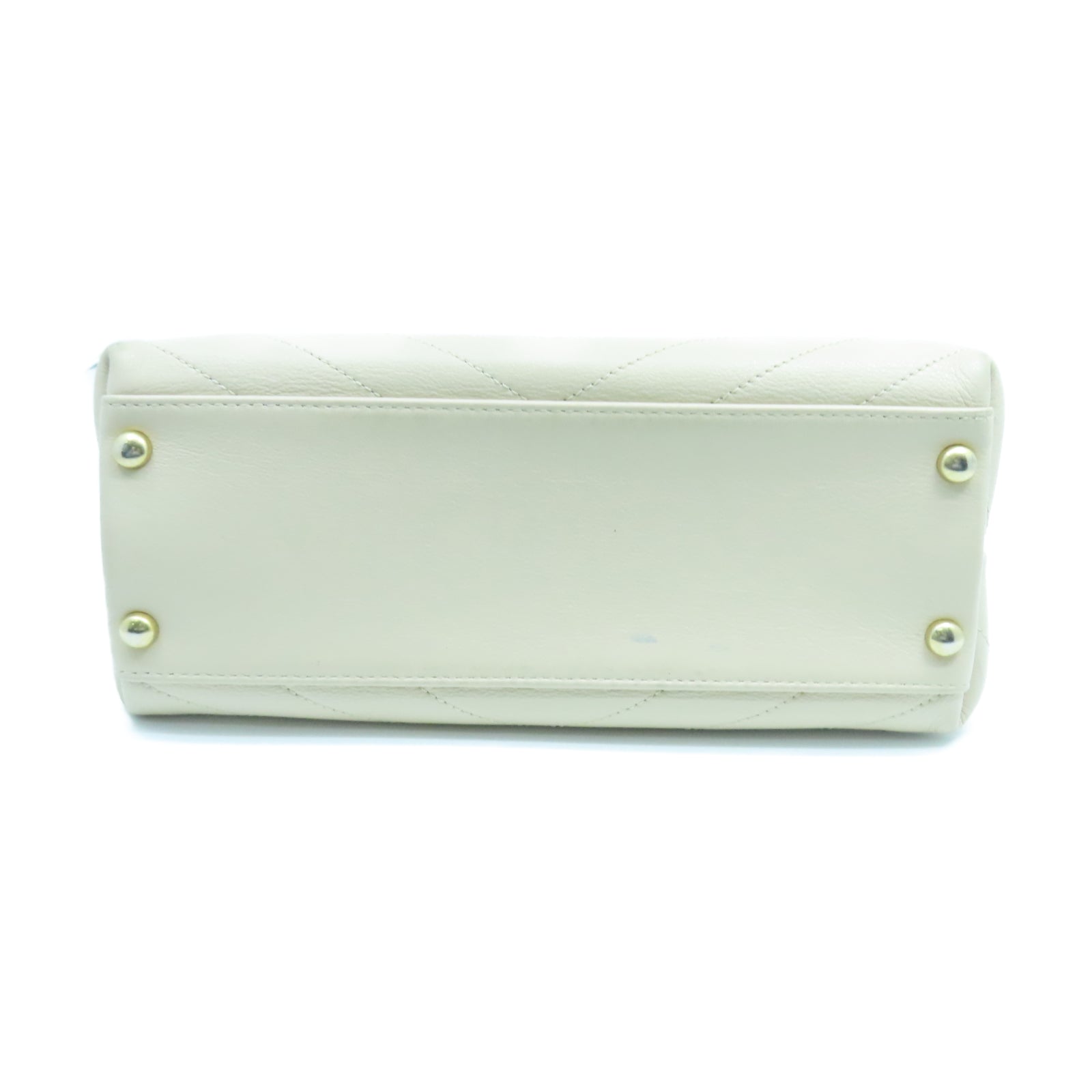 CHANEL 斜紋牛皮/蛇皮皮革2 Way Shoulder Bag金扣鏈帶手挽肩背兩用袋米色