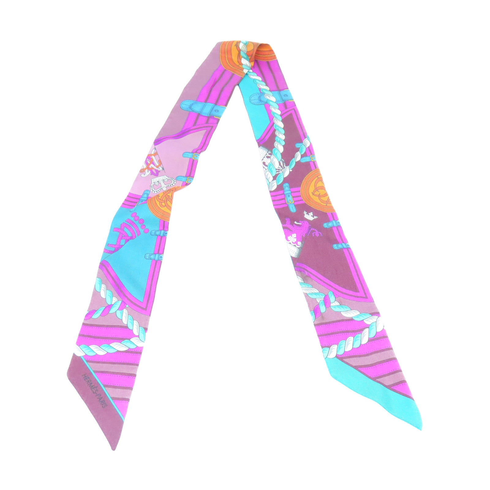 HERMES Silk Twilly Scarf Multicolor