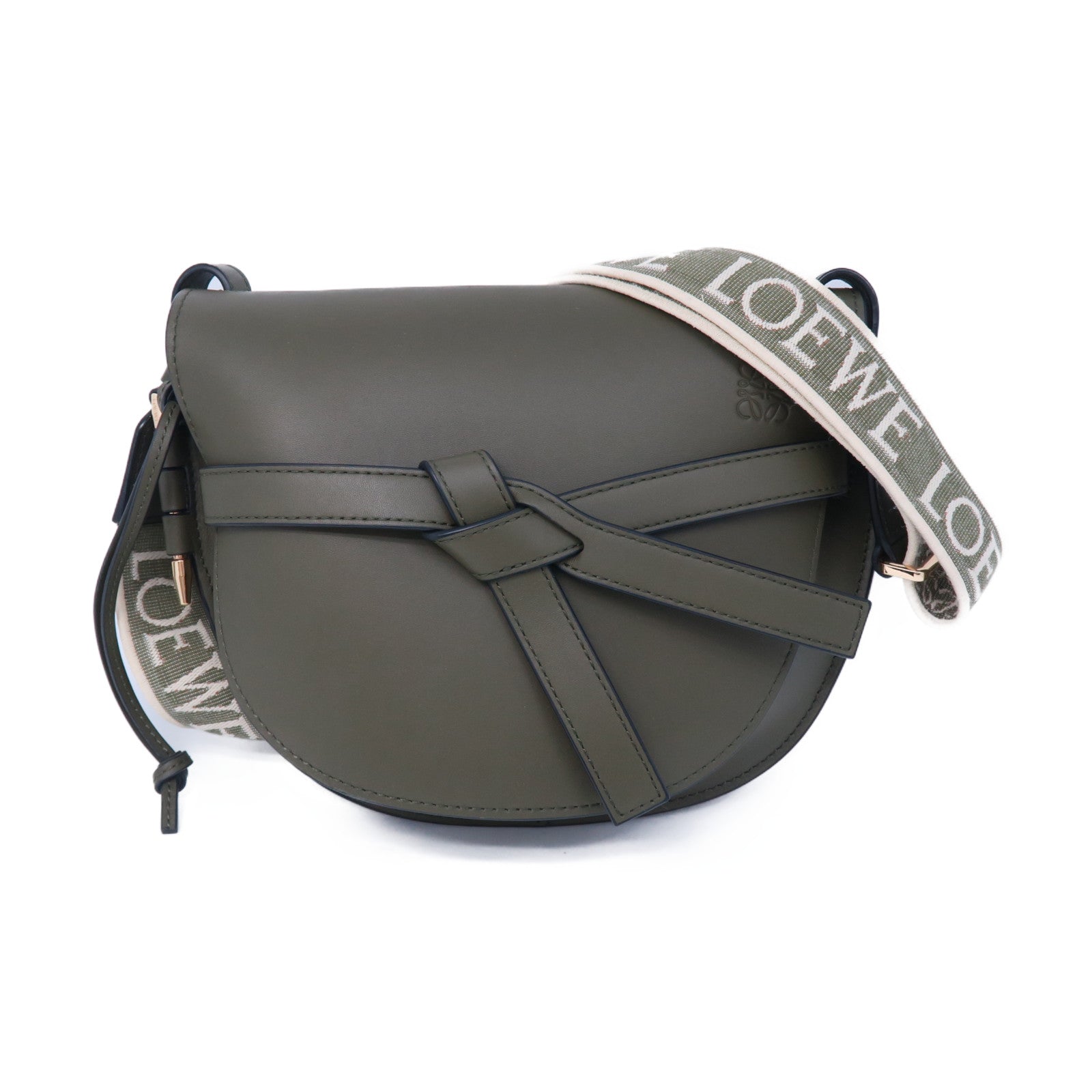 LOEWE 牛皮皮革Small Gate Bag金扣肩背袋綠色