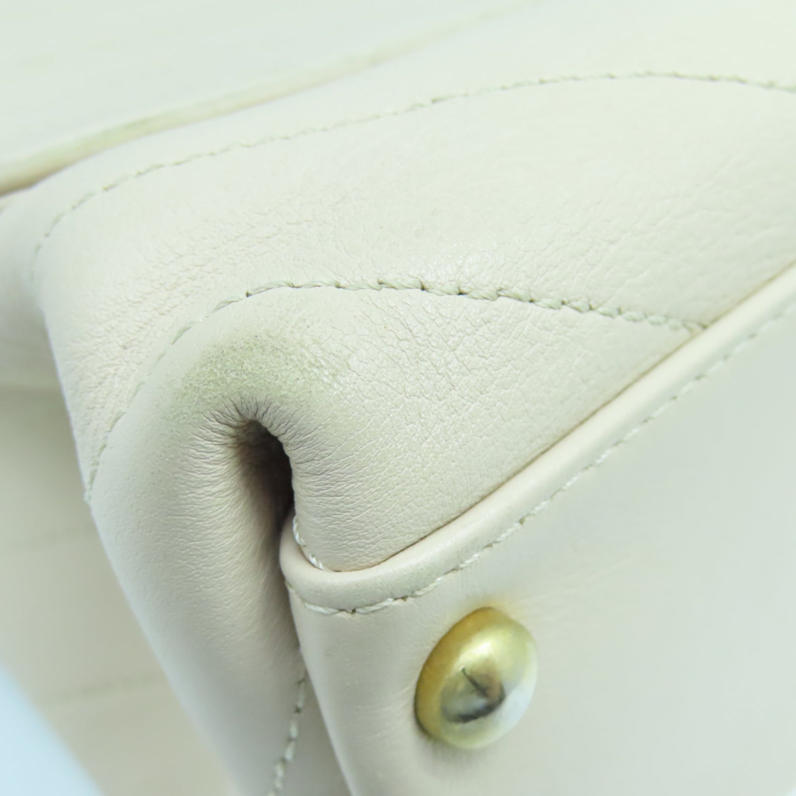 CHANEL 斜紋牛皮/蛇皮皮革2 Way Shoulder Bag金扣鏈帶手挽肩背兩用袋米色