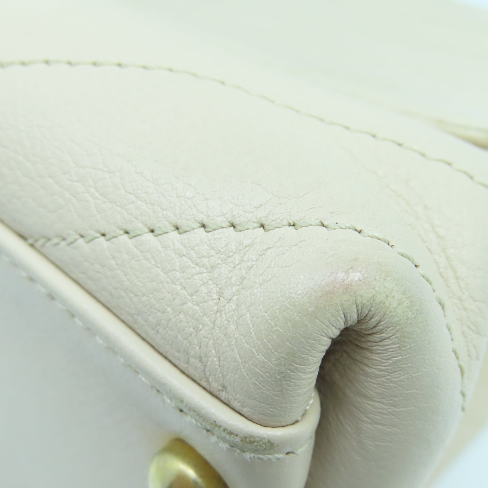 CHANEL 斜紋牛皮/蛇皮皮革2 Way Shoulder Bag金扣鏈帶手挽肩背兩用袋米色