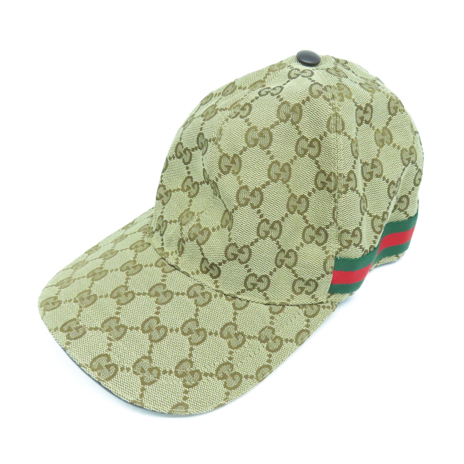 GUCCI 帆布Baseball Hat金扣棒球帽棕色