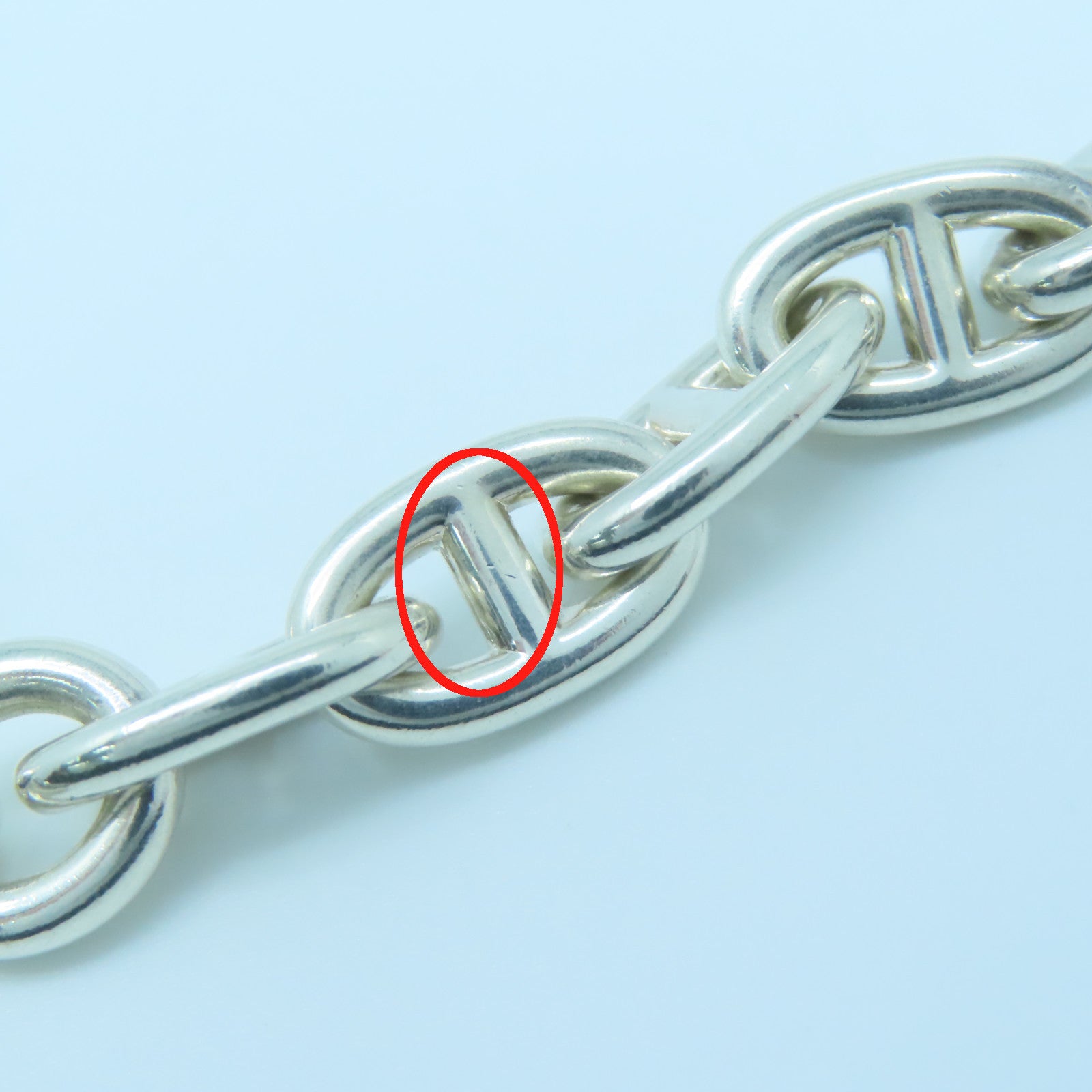 HERMES 925純銀Chaine D'ancre Bracelet手鏈銀色