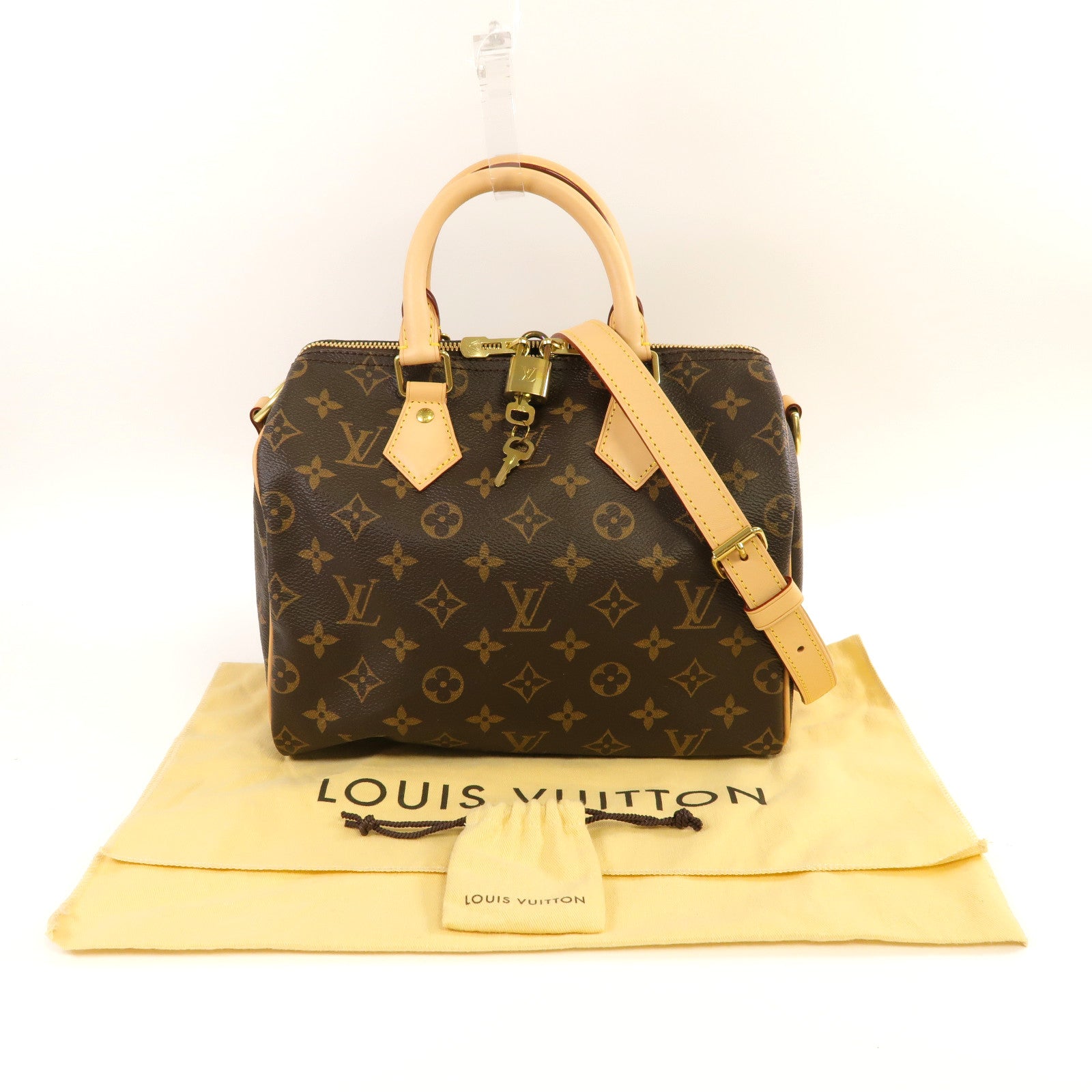LOUIS VUITTON Monogram Speedy Bandouliere 25金扣手挽肩背兩用袋啡色