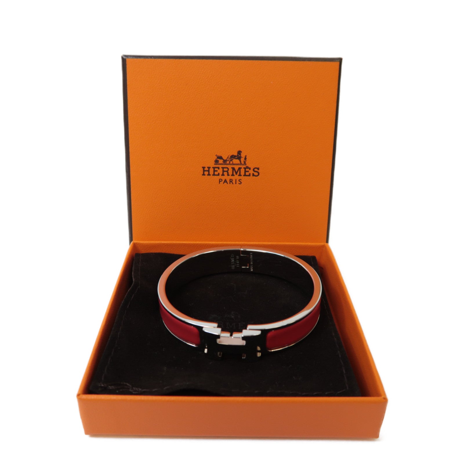 HERMES 金屬Clic H Bracelet手鐲紅色