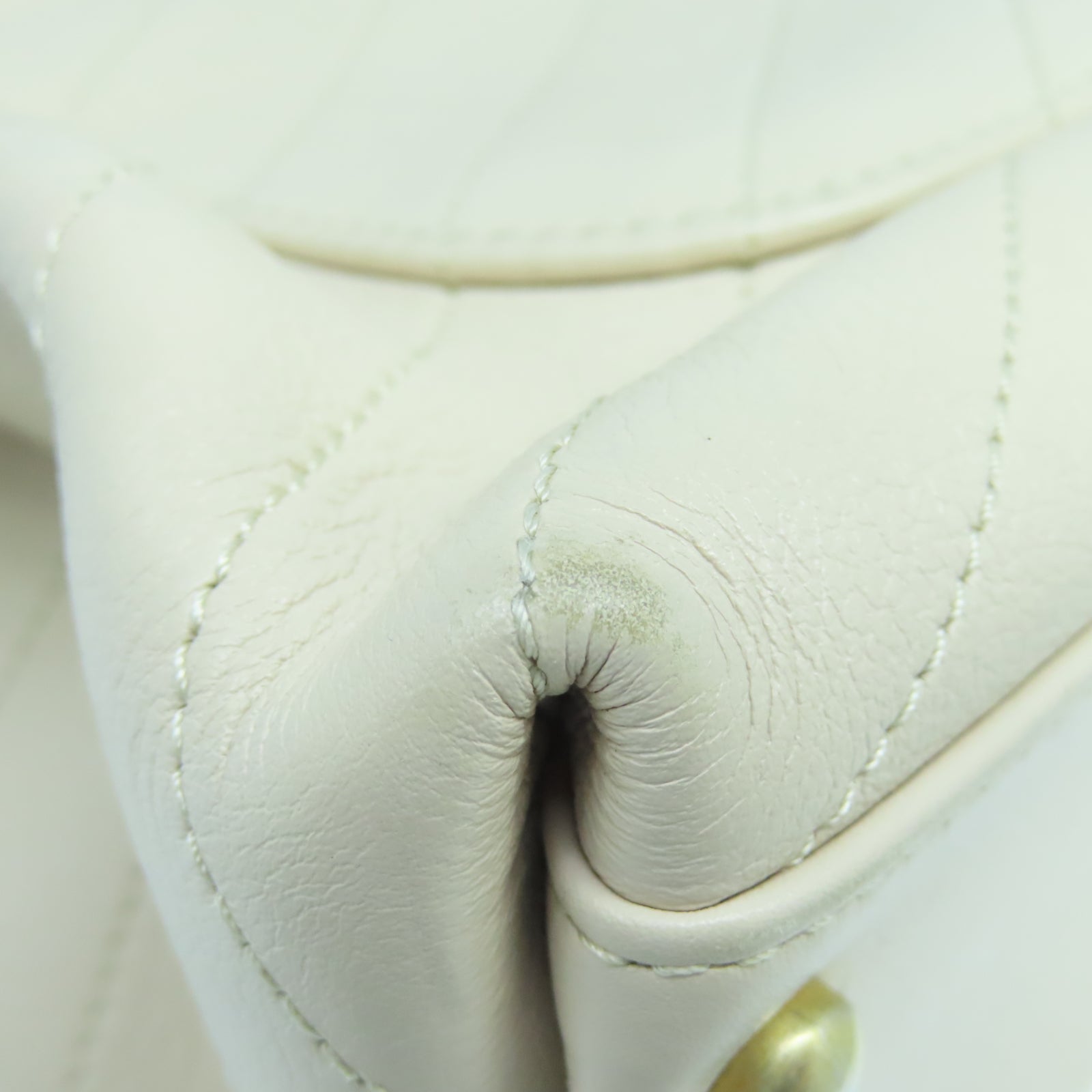 CHANEL 斜紋牛皮/蛇皮皮革2 Way Shoulder Bag金扣鏈帶手挽肩背兩用袋米色