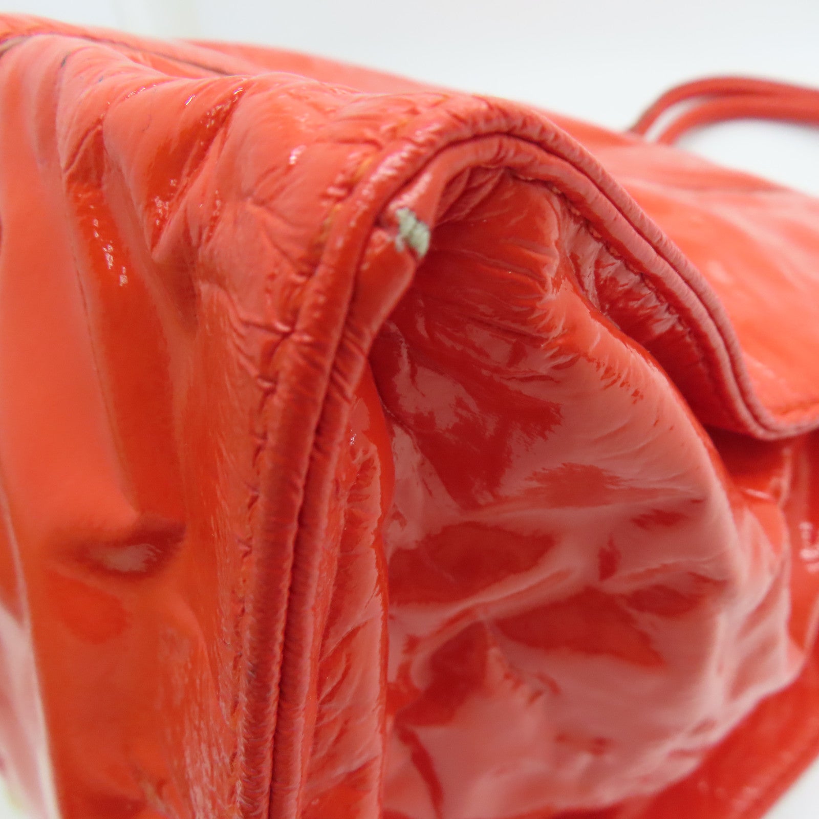 Miu Miu 漆皮皮革Tote Bag金扣手挽袋橙紅色