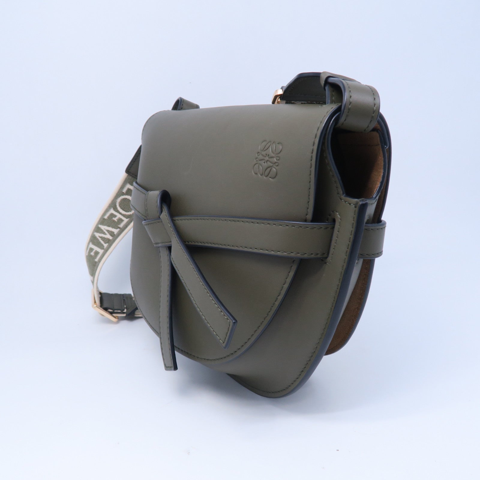 LOEWE 牛皮皮革Small Gate Bag金扣肩背袋綠色