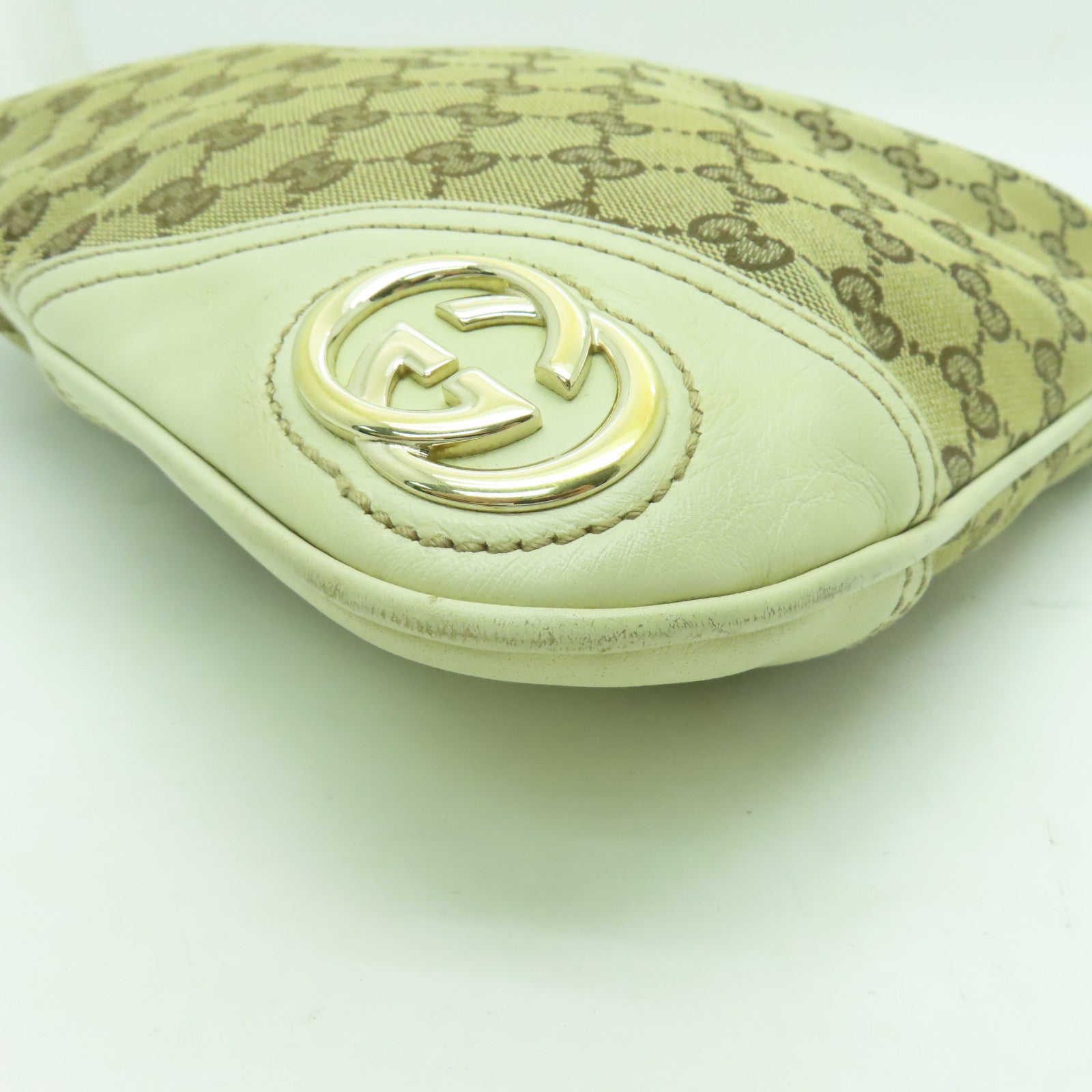 GUCCI 帆布Shoulder Bag金扣肩背袋白色