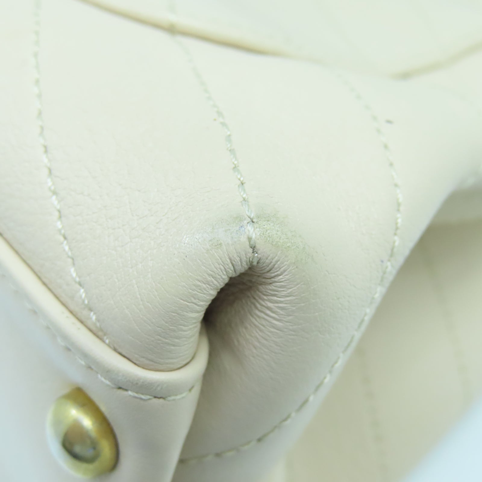 CHANEL 斜紋牛皮/蛇皮皮革2 Way Shoulder Bag金扣鏈帶手挽肩背兩用袋米色