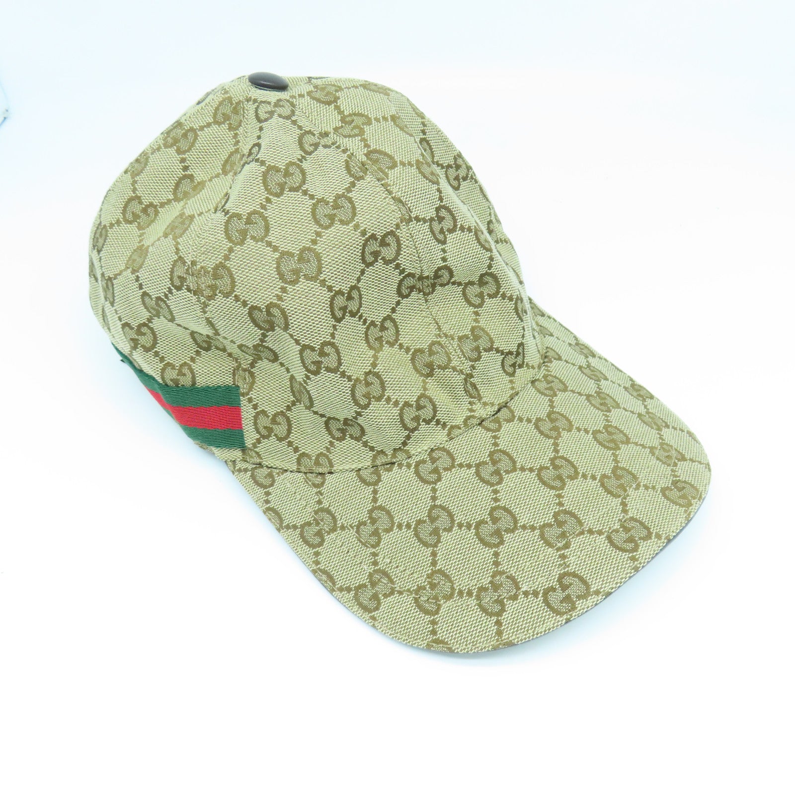 GUCCI 帆布Baseball Hat金扣棒球帽棕色