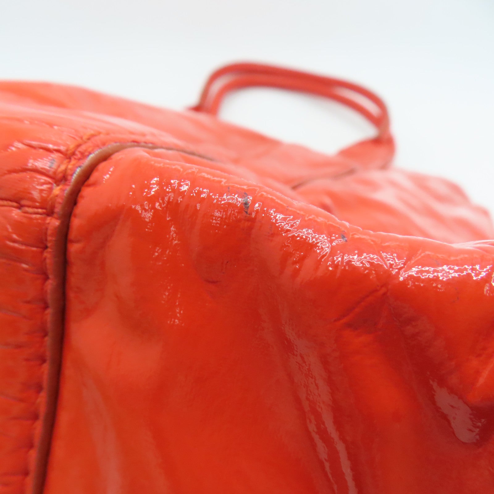 Miu Miu 漆皮皮革Tote Bag金扣手挽袋橙紅色