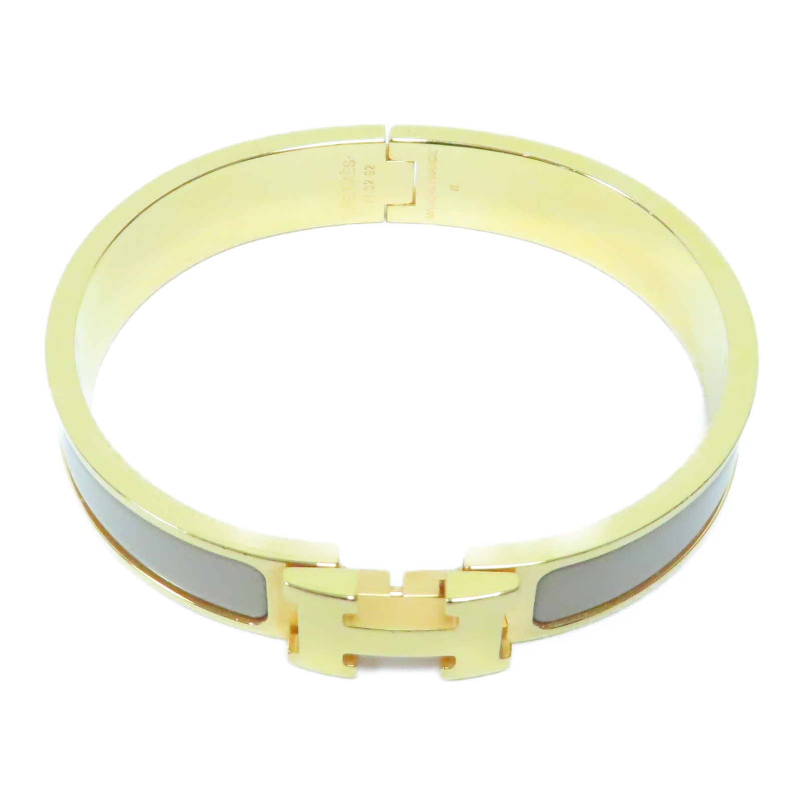 HERMES 金屬Clic H Bracelet金扣手鐲淺啡色