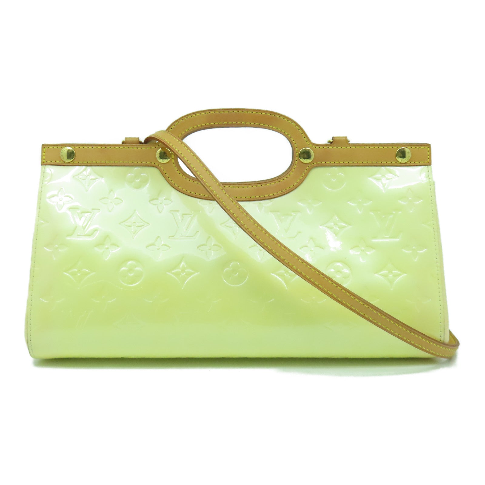 LOUIS VUITTON Monogram Vernis Roxbury Drive Handbag金扣手挽肩背兩用袋黃色