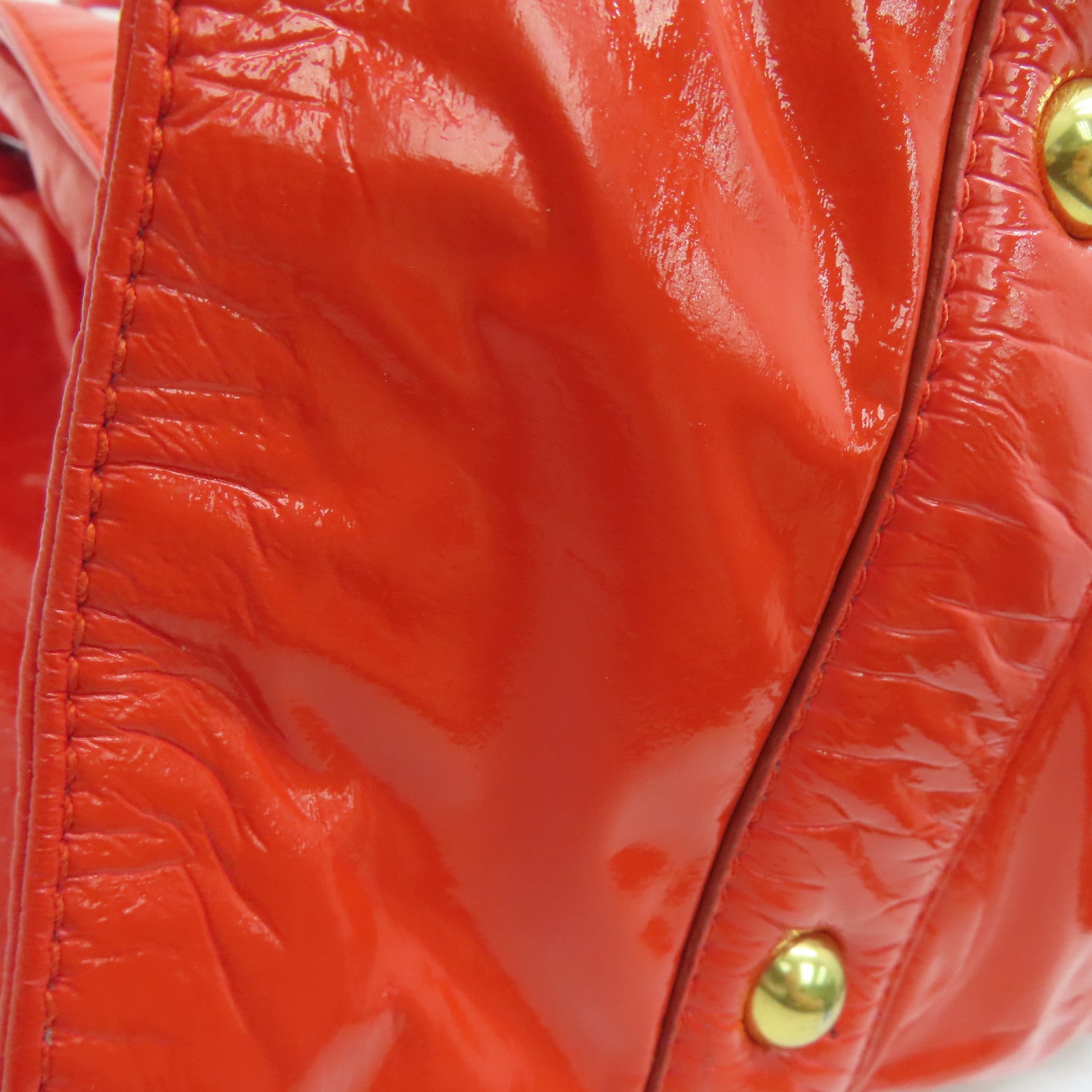 Miu Miu 漆皮皮革Tote Bag金扣手挽袋橙紅色