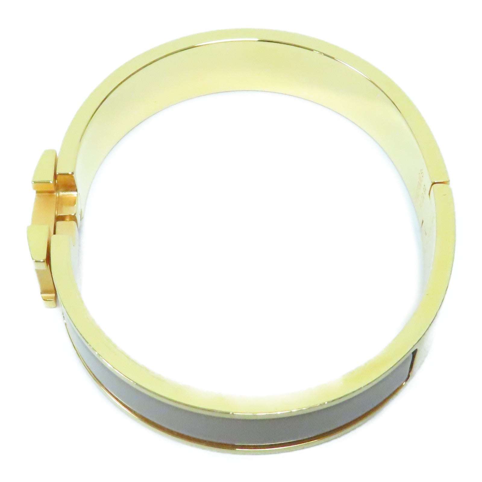 HERMES 金屬Clic H Bracelet金扣手鐲淺啡色