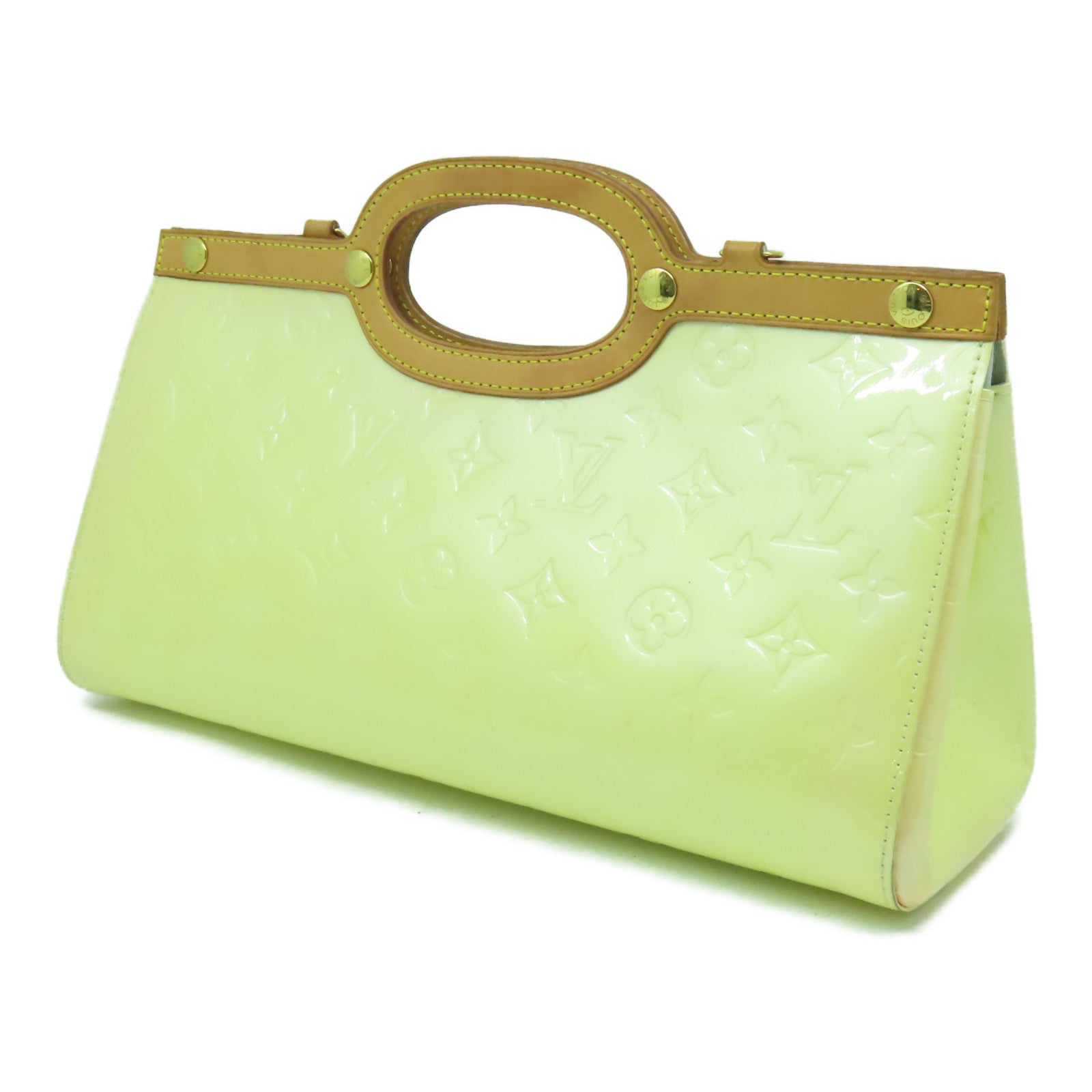 LOUIS VUITTON Monogram Vernis Roxbury Drive Handbag金扣手挽肩背兩用袋黃色